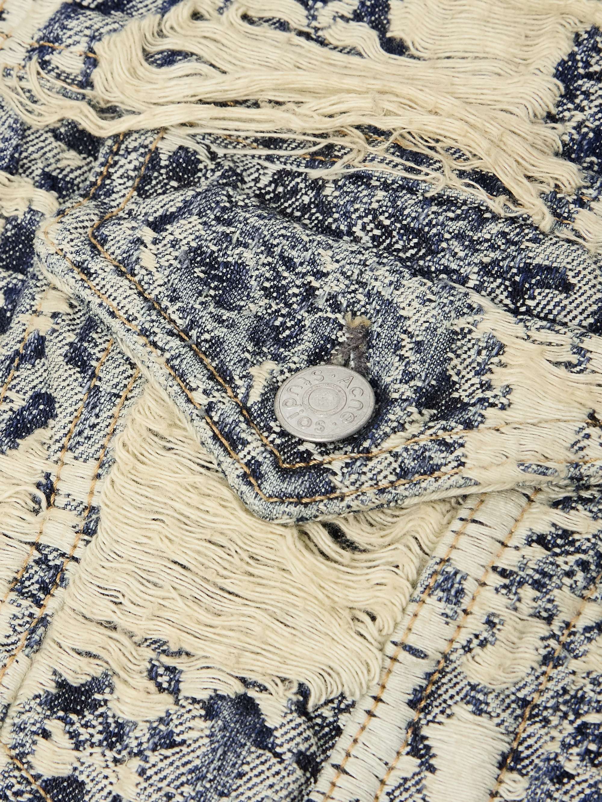 Distressed Logo-Jacquard Denim Hooded Jacket view