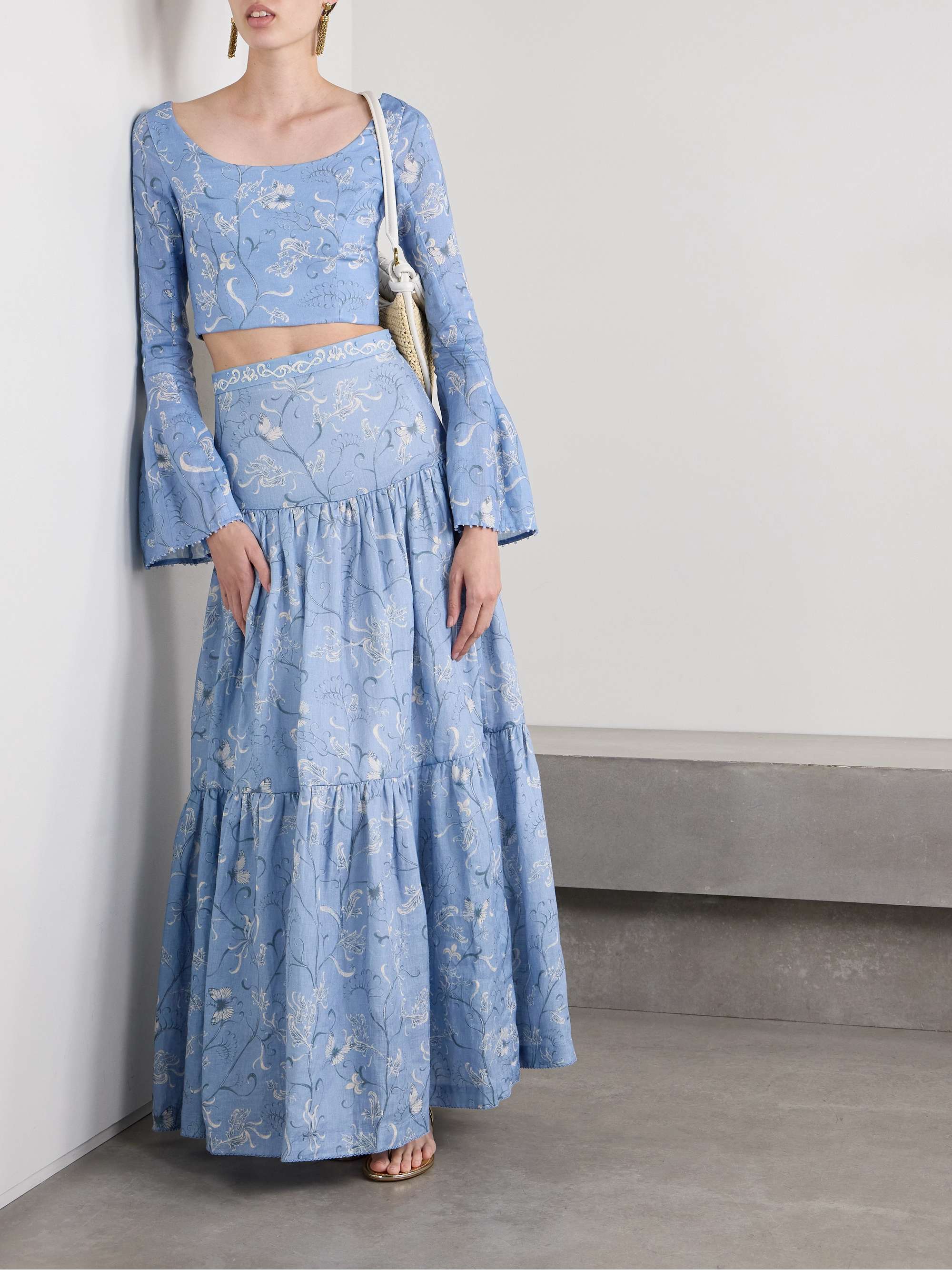 Anis Lymanopoda tiered printed linen maxi skirt view