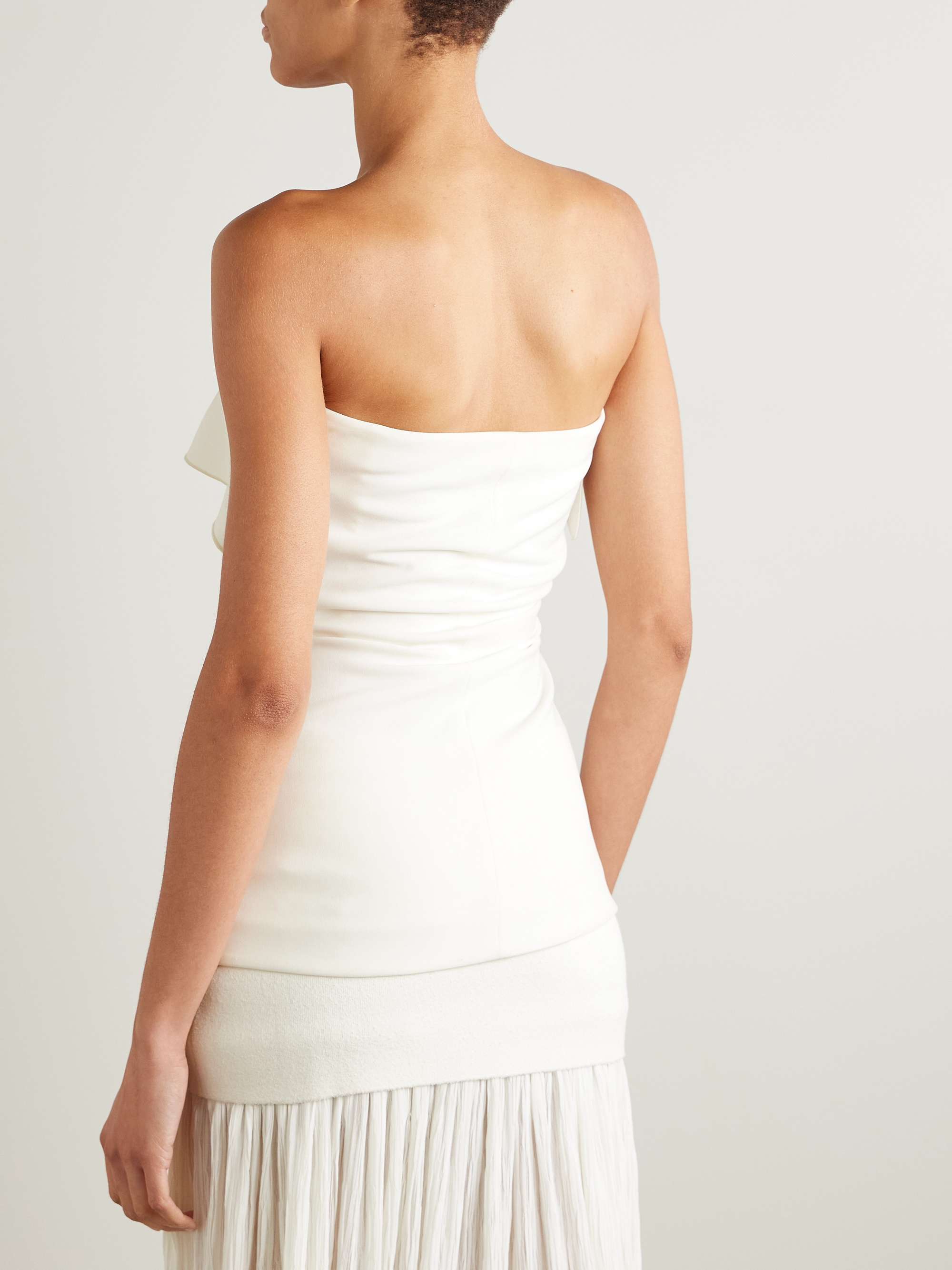 Felicity strapless layered ruched crepe top view
