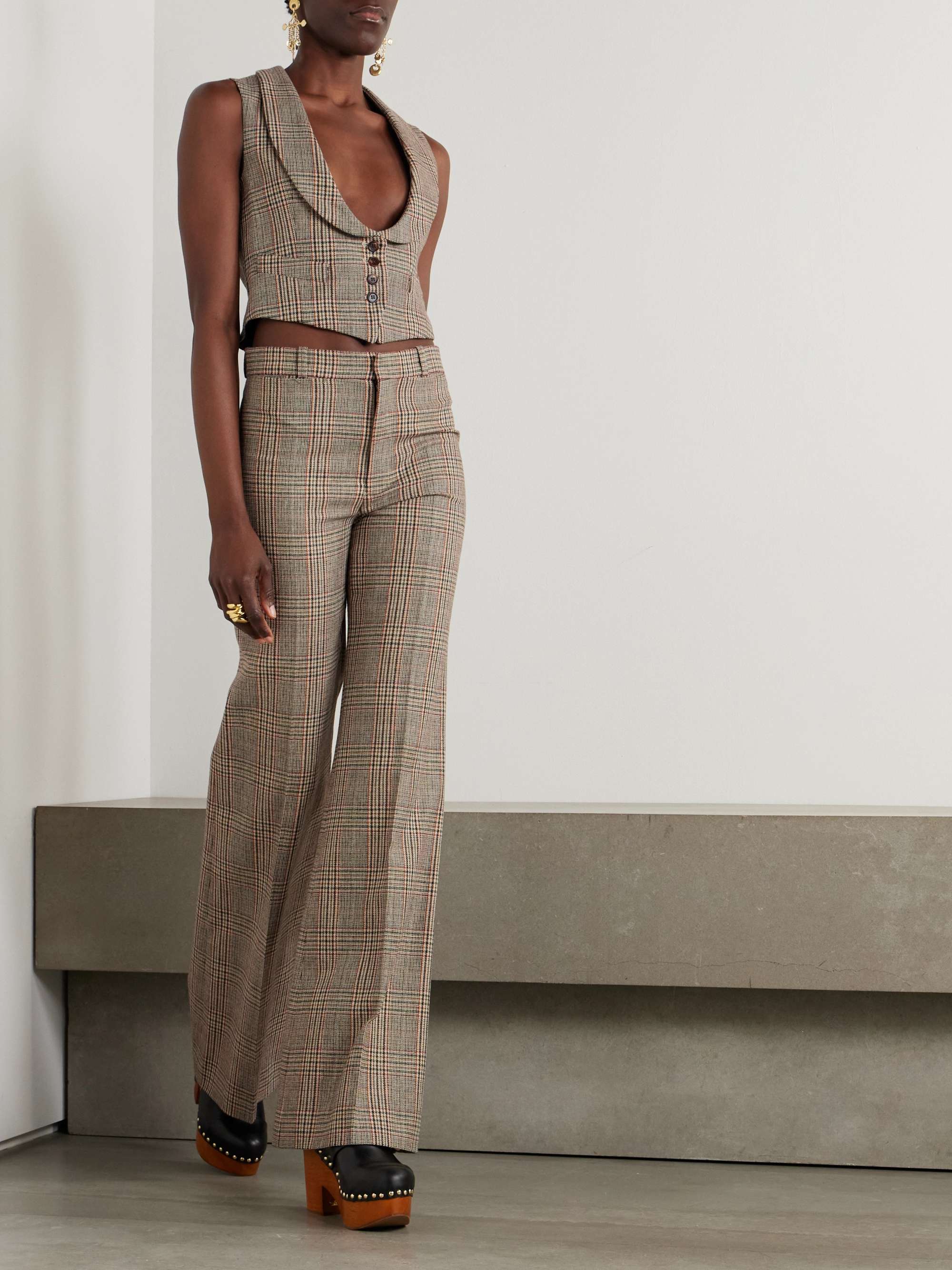 Checked wool-blend vest view