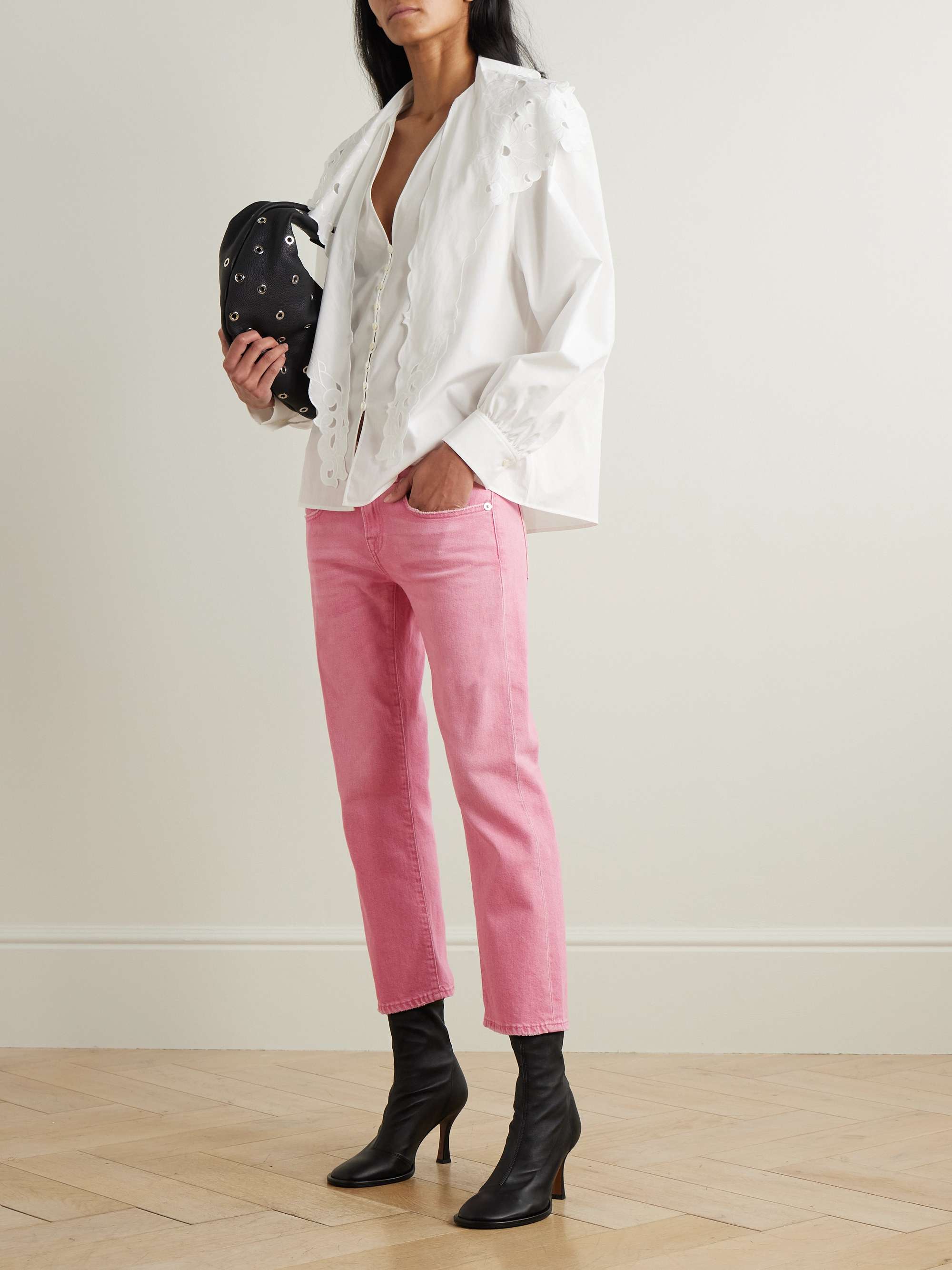 Boy cropped distressed low-rise straight-leg jeans view