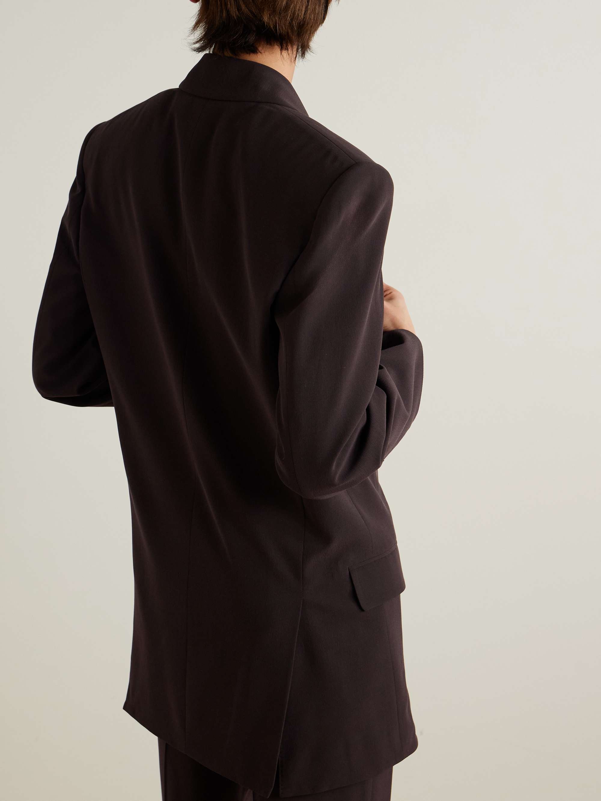 Double-breasted silk-crepe blazer view