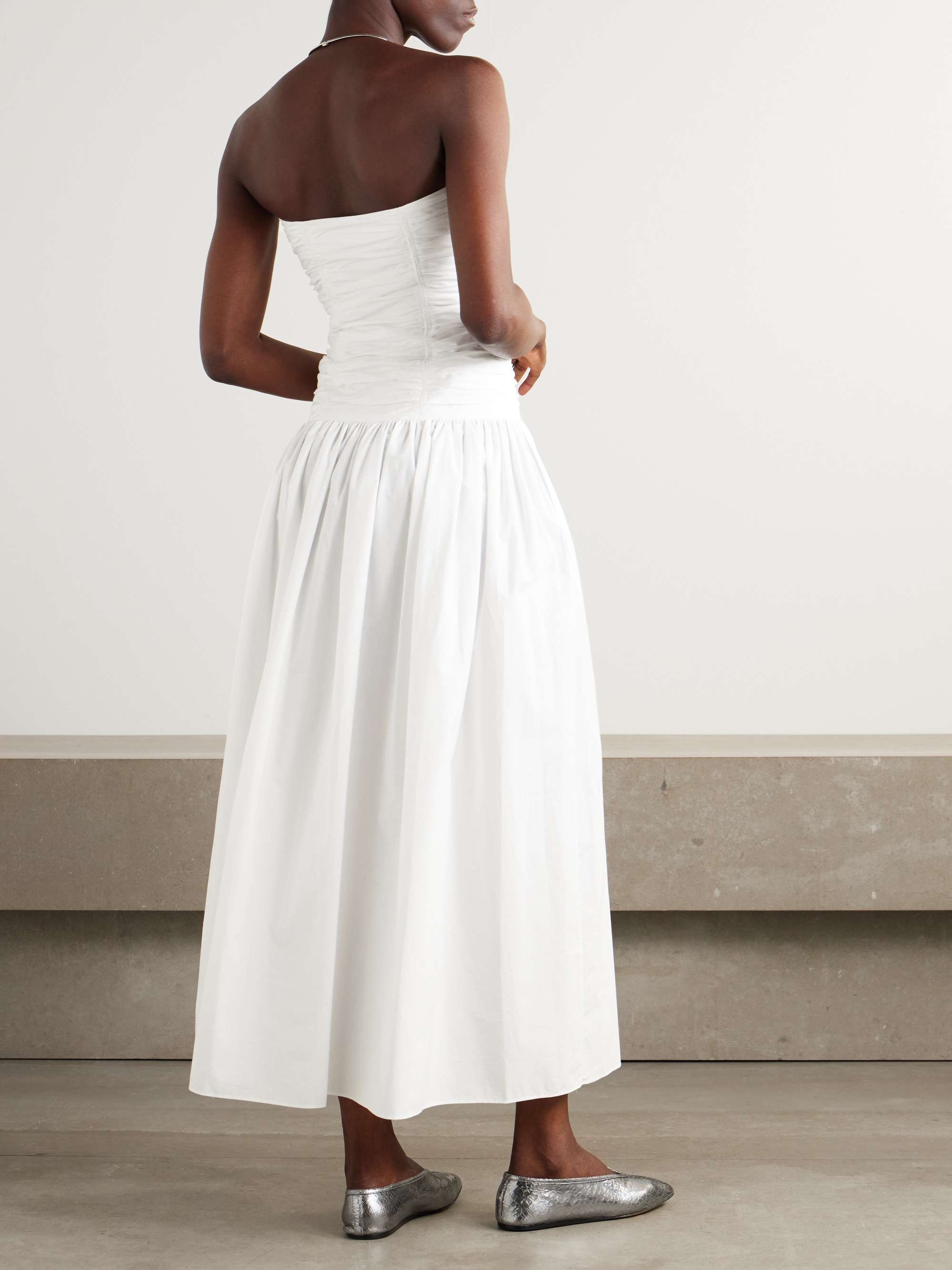 Strapless organic cotton-poplin maxi dress view