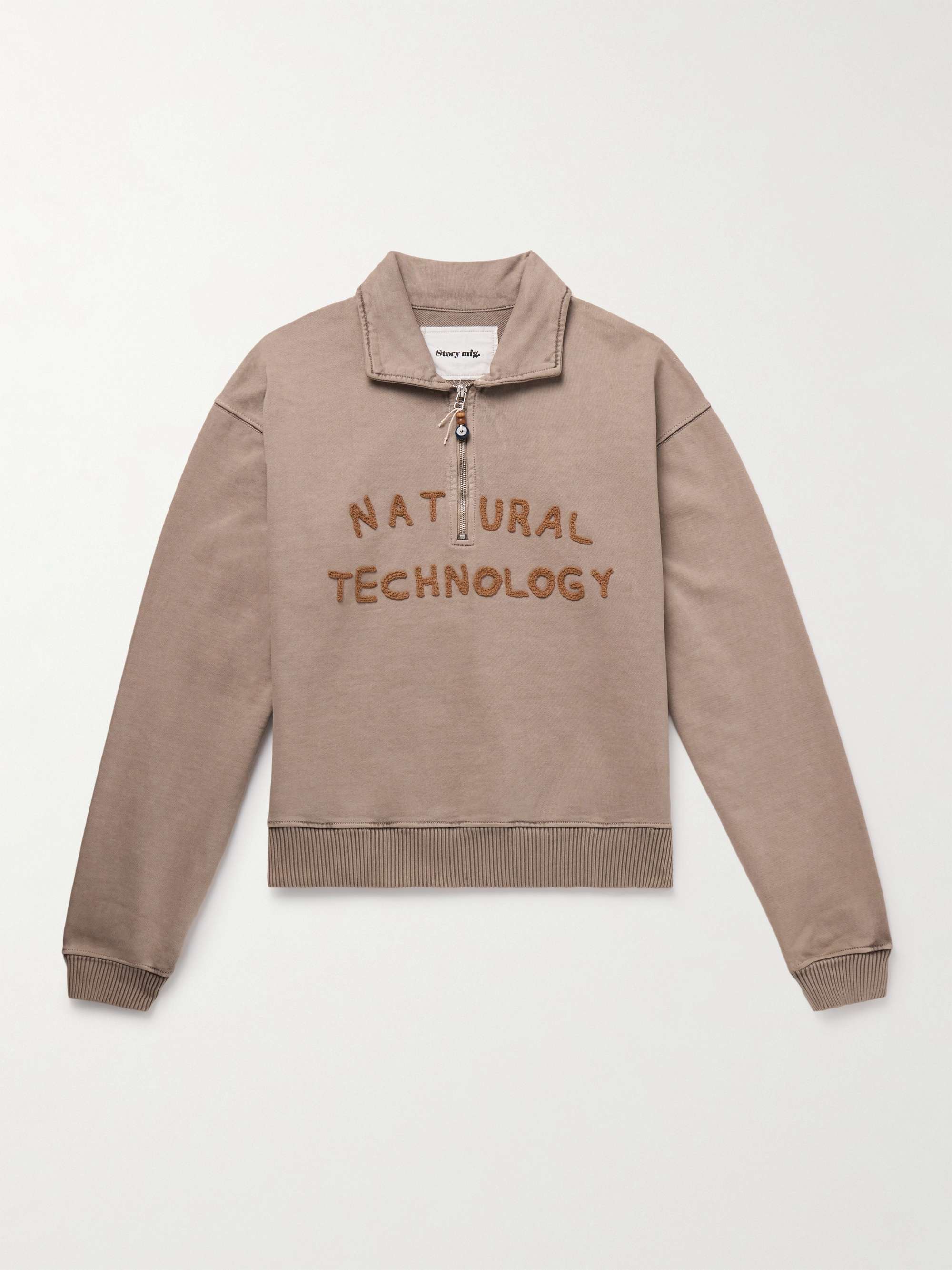 Geo Appliquéd Organic Cotton-Jersey Half-Zip Sweatshirt view