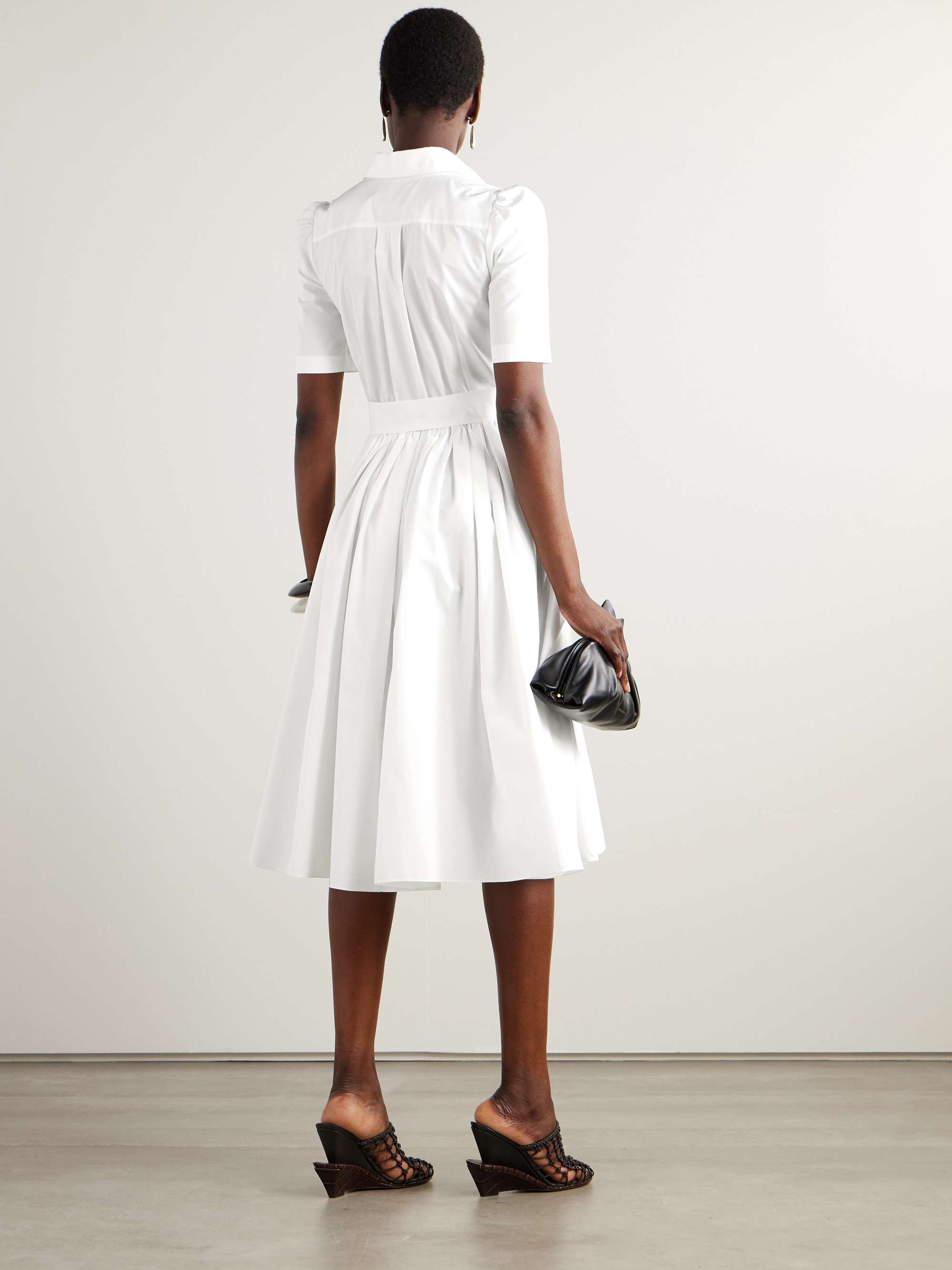 Belted cotton-poplin midi shirt dress view