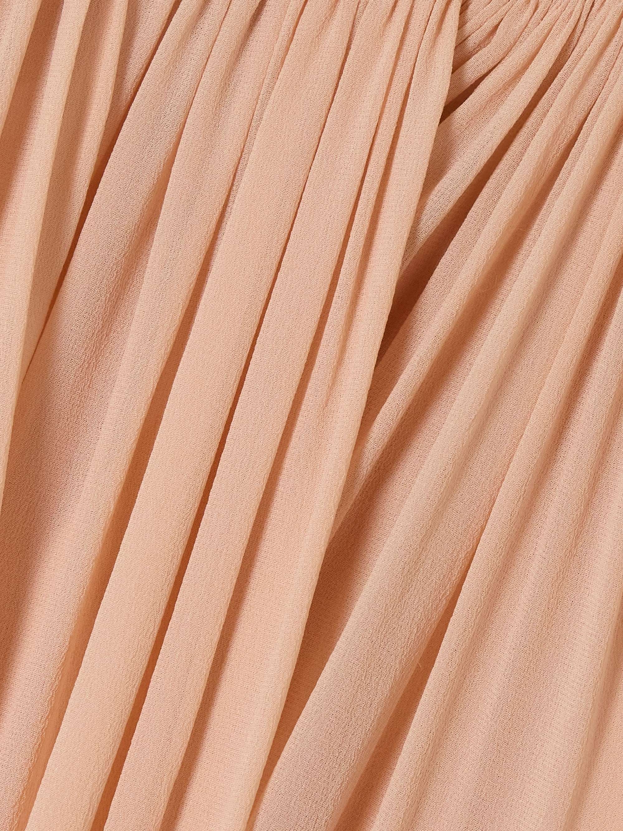 Wrap-effect asymmetric gathered silk-georgette turtleneck midi dress view
