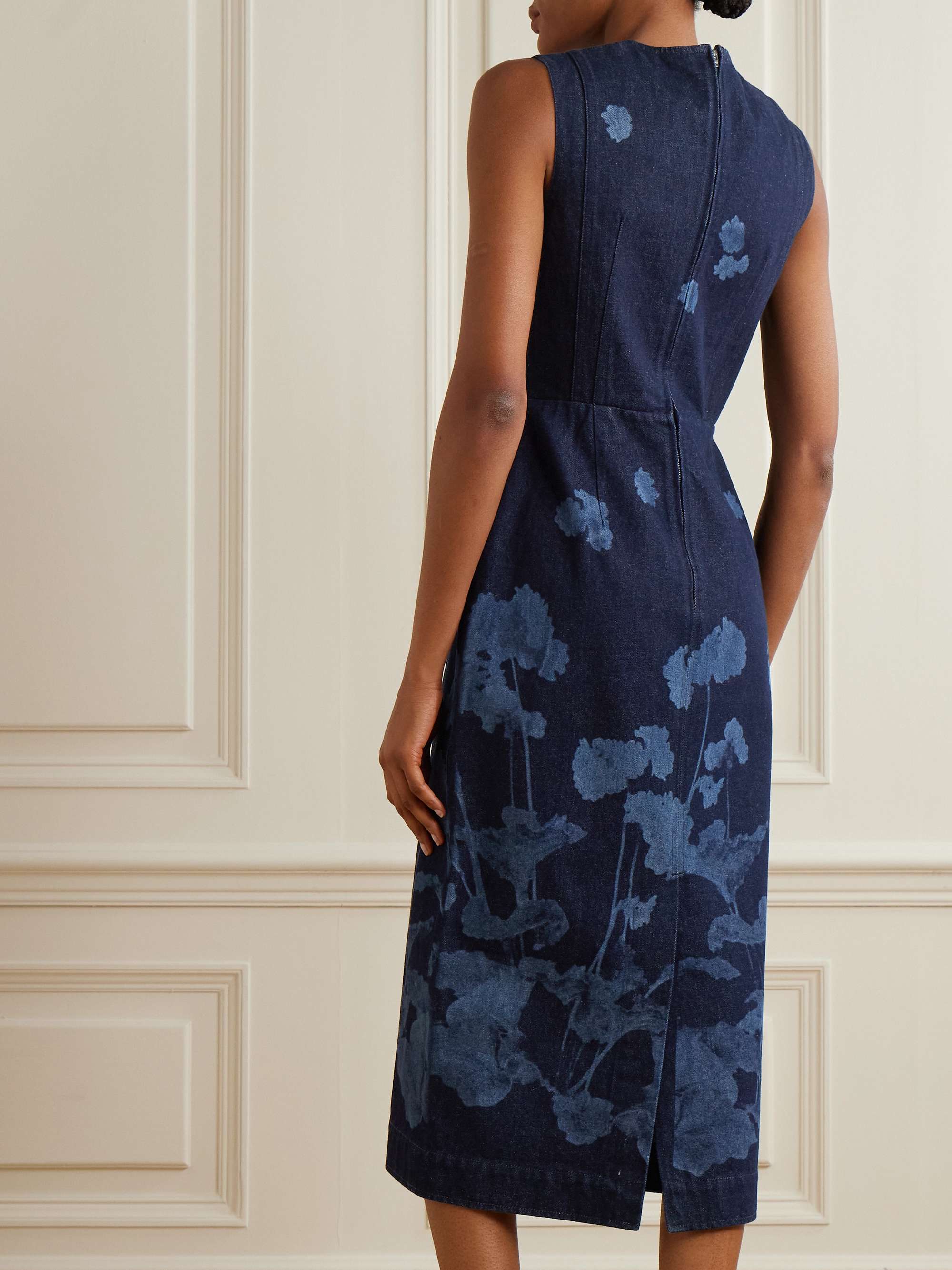Elena floral-print denim midi dress view