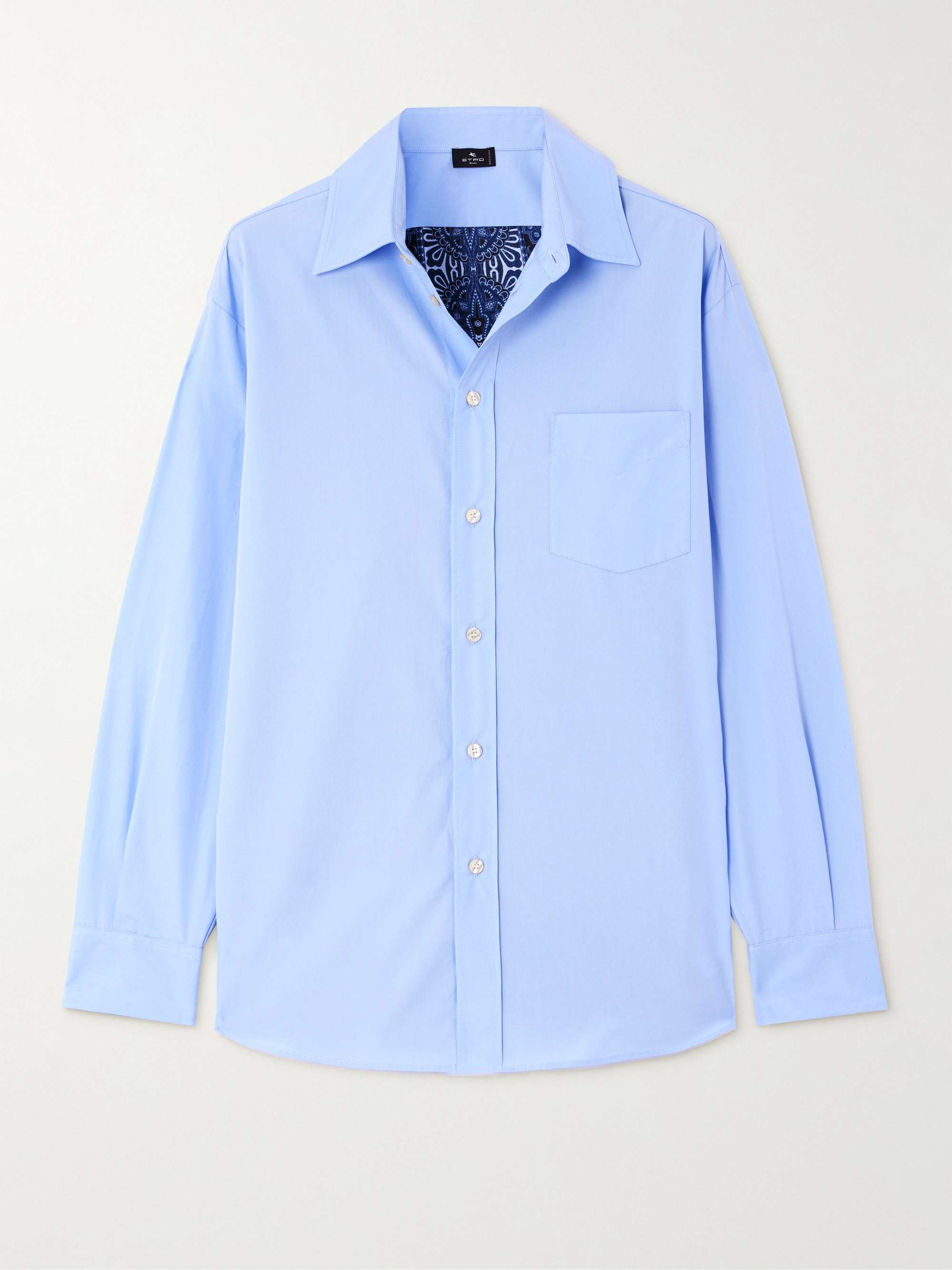 Paisley-print silk twill-and cotton-poplin shirt view