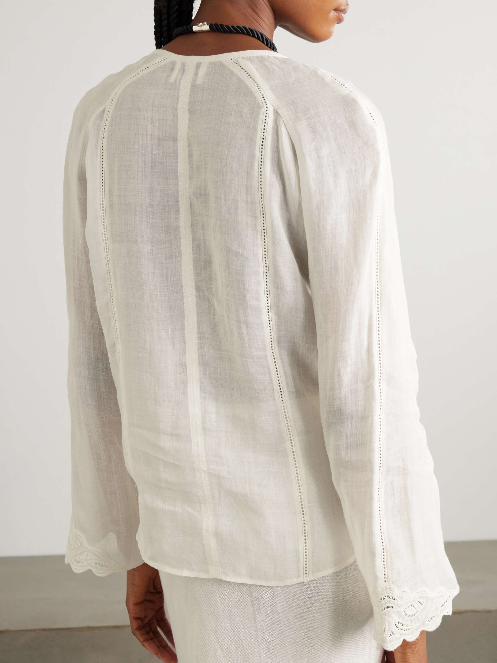 Luciele broderie anglaise-trimmed ramie blouse view