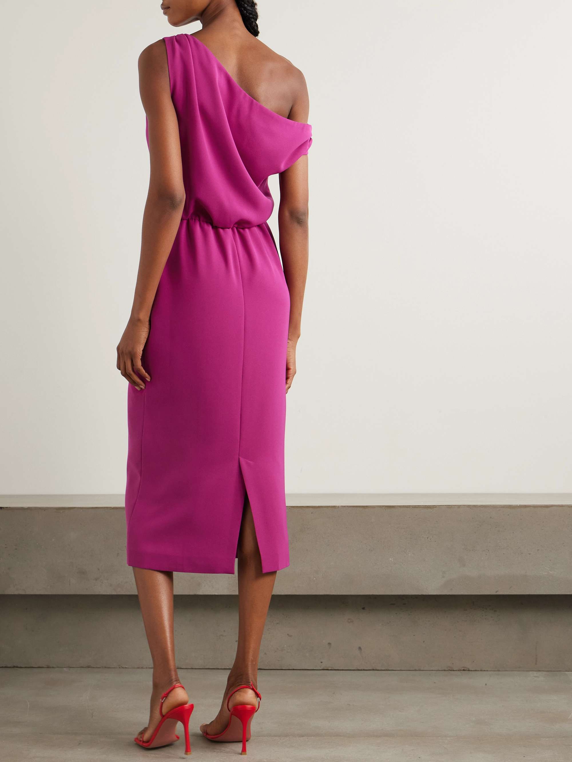 Kira one-shoulder draped crepe midi dress view
