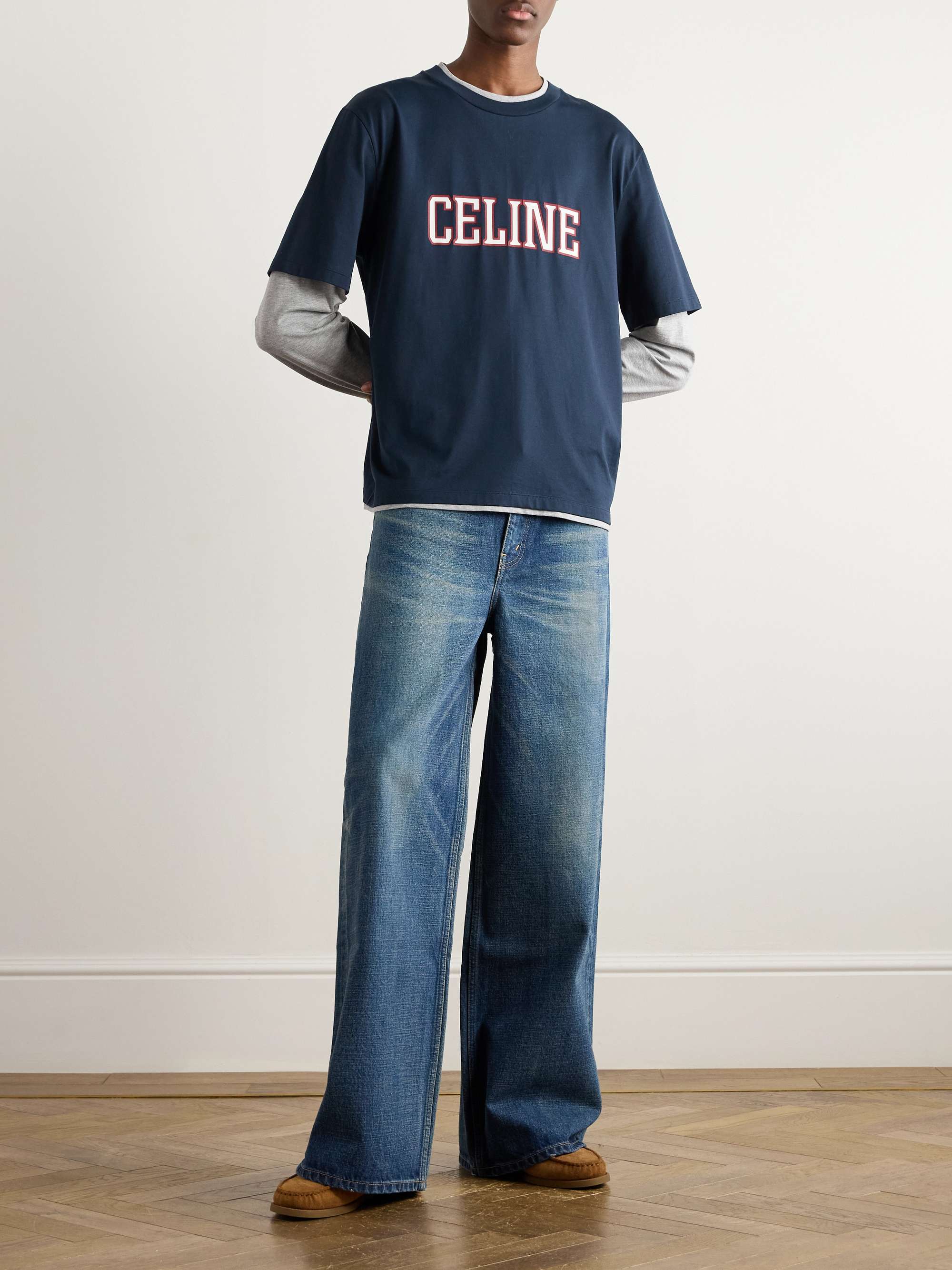 Logo-Print Layered Cotton-Jersey T-Shirt view