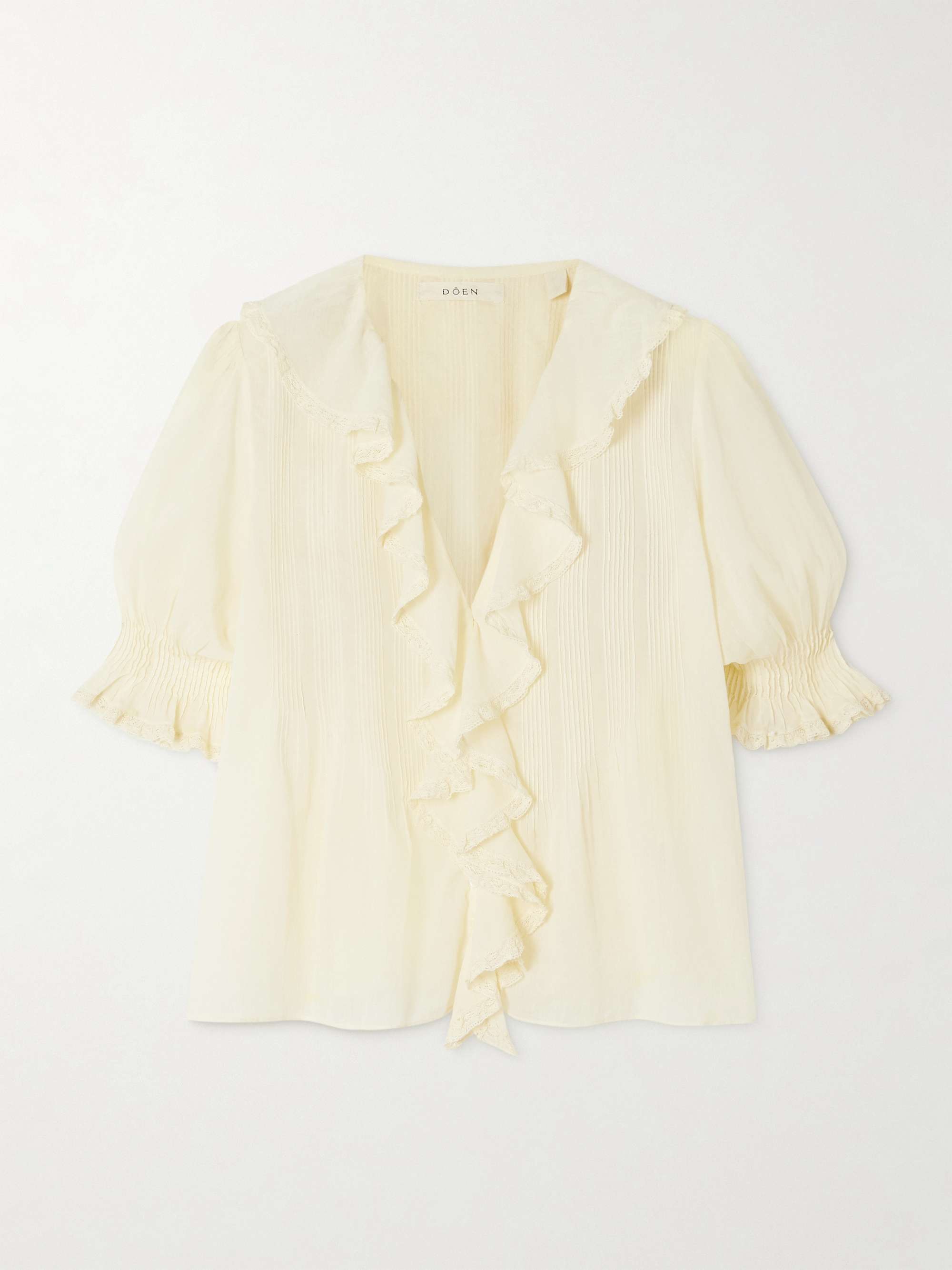 Henri ruffled pintucked organic cotton-voile top view
