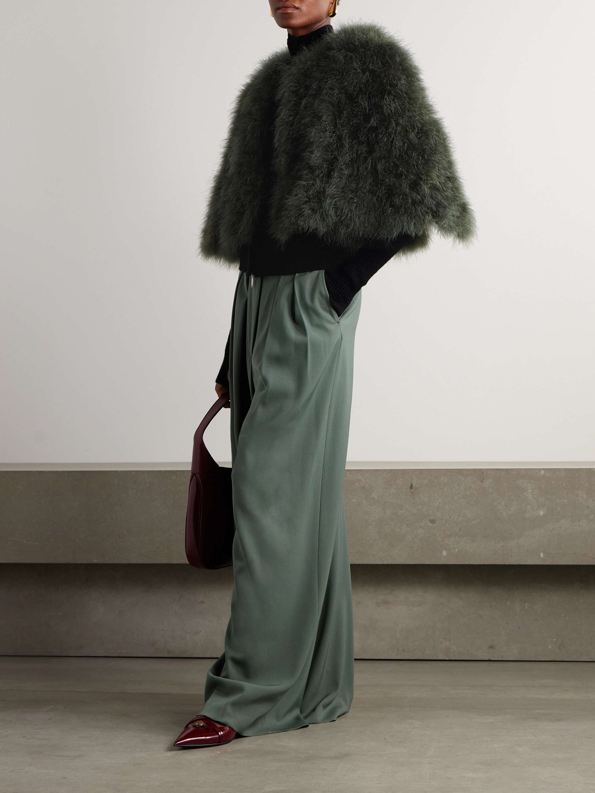 Cropped feather jacket view