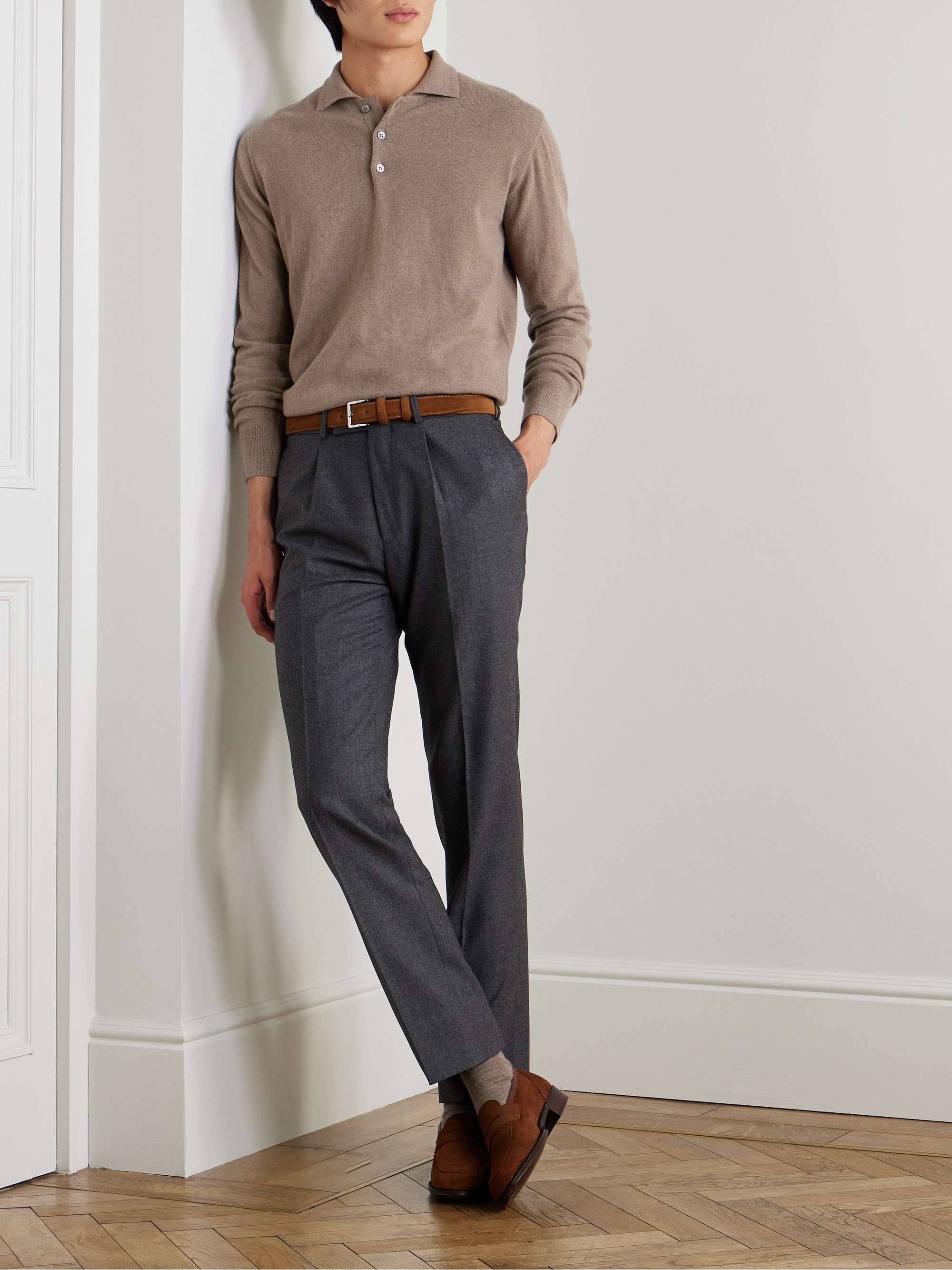 Wade Merino Wool and Cashmere-Blend Polo Shirt view