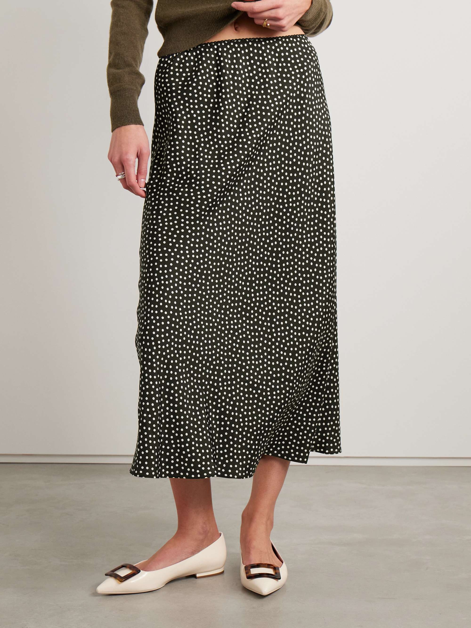 Elowena polka-dot silk-blend midi skirt view