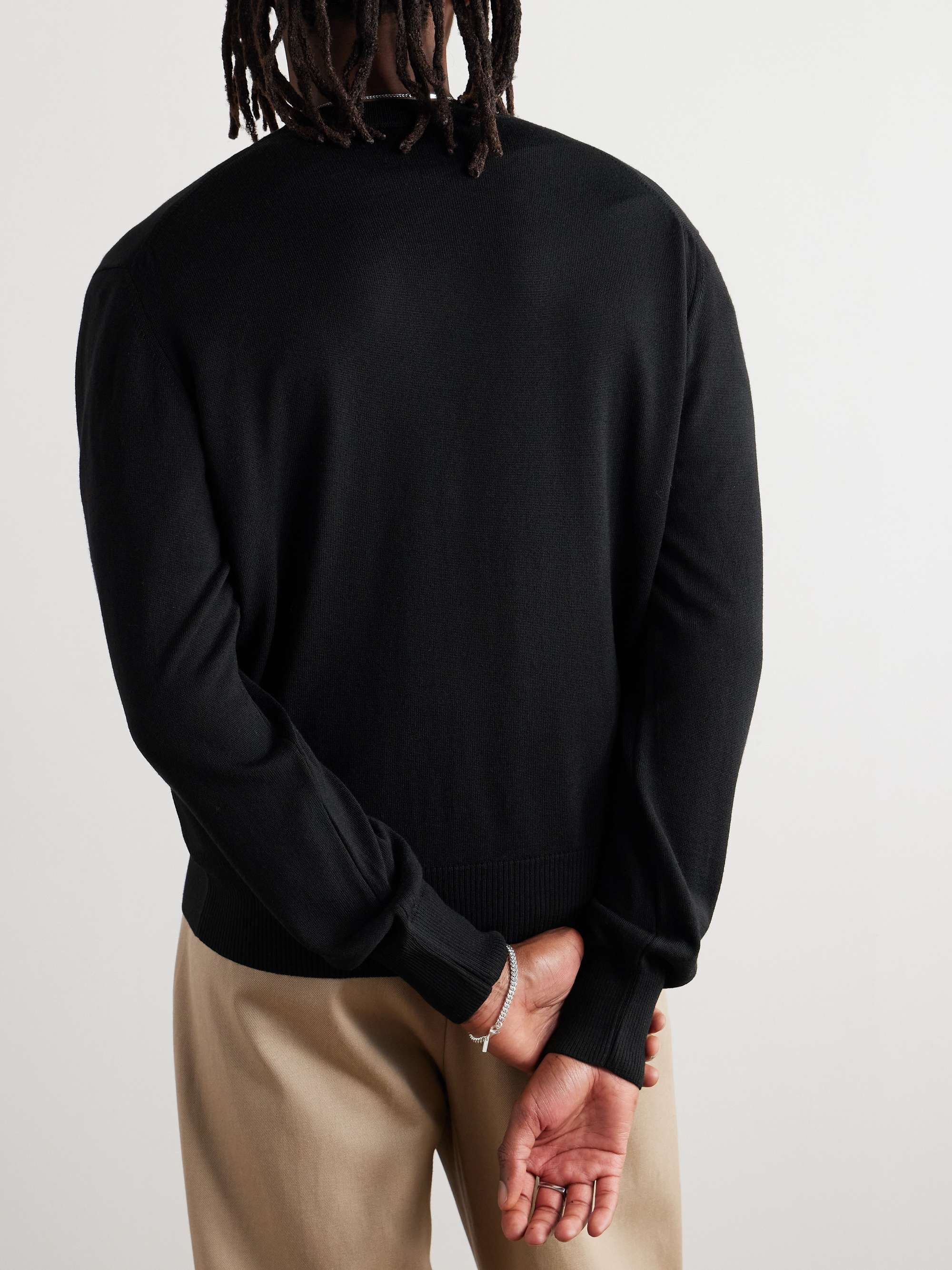 Slim-Fit Logo-Embroidered Merino Wool Cardigan view