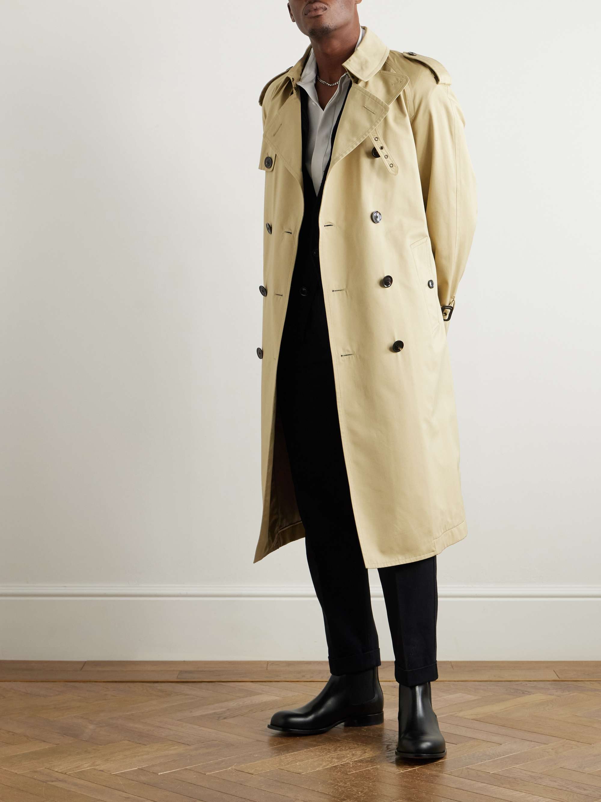 Double-Breasted Cotton and Silk-Blend Trench Coat view