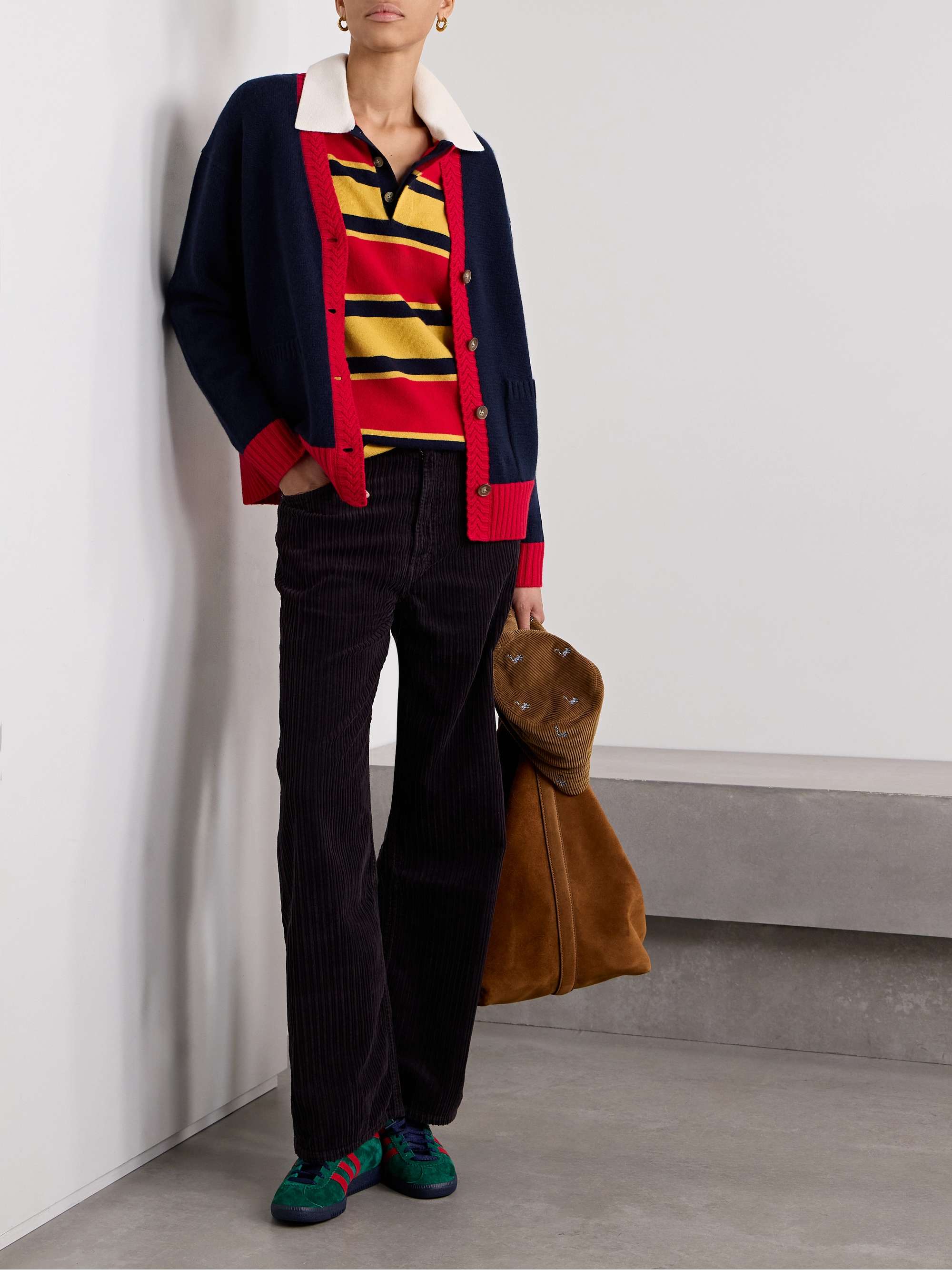 Color-block cashmere cardigan view