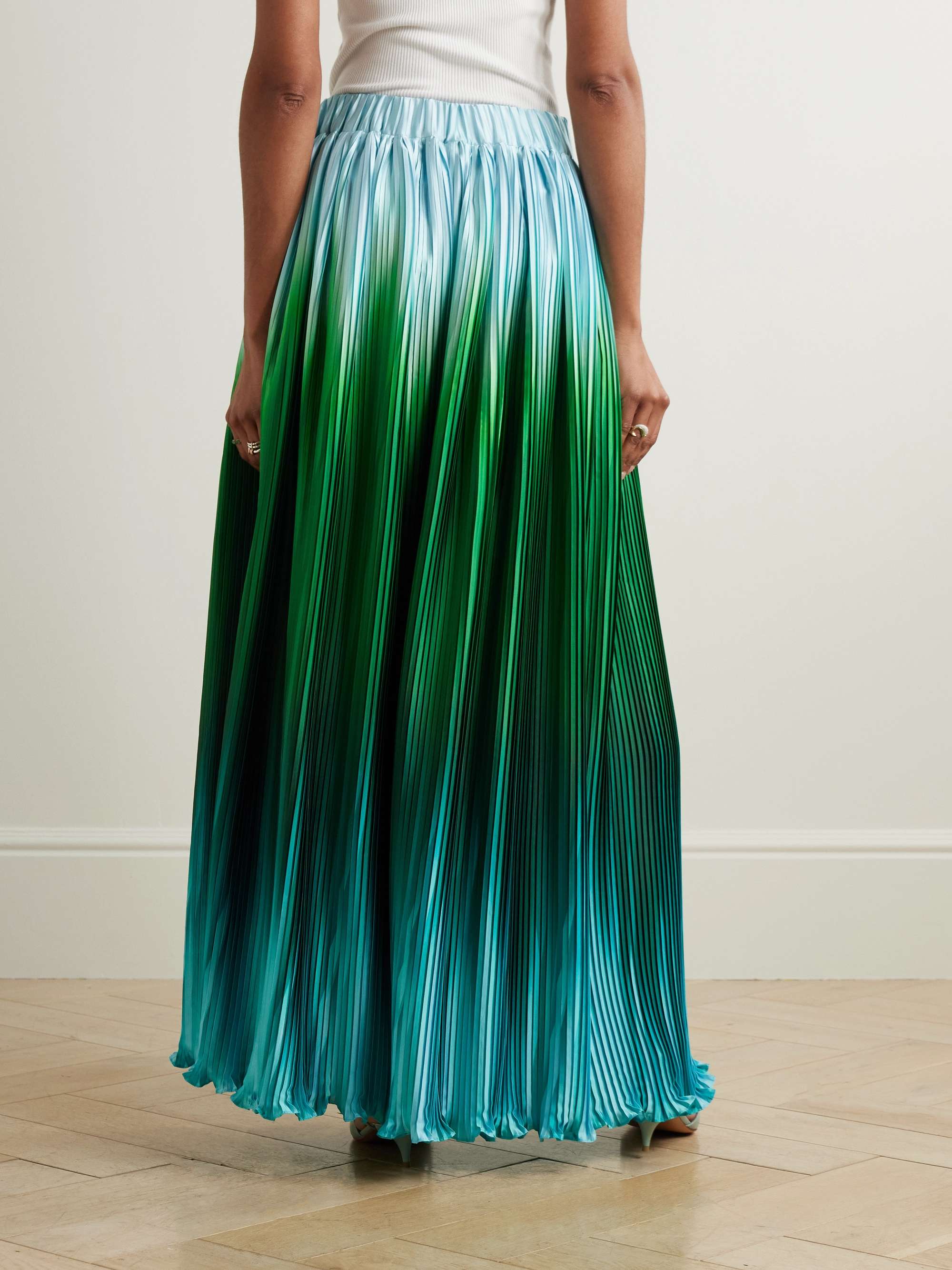 Ombré plissé-taffeta wide-leg pants view