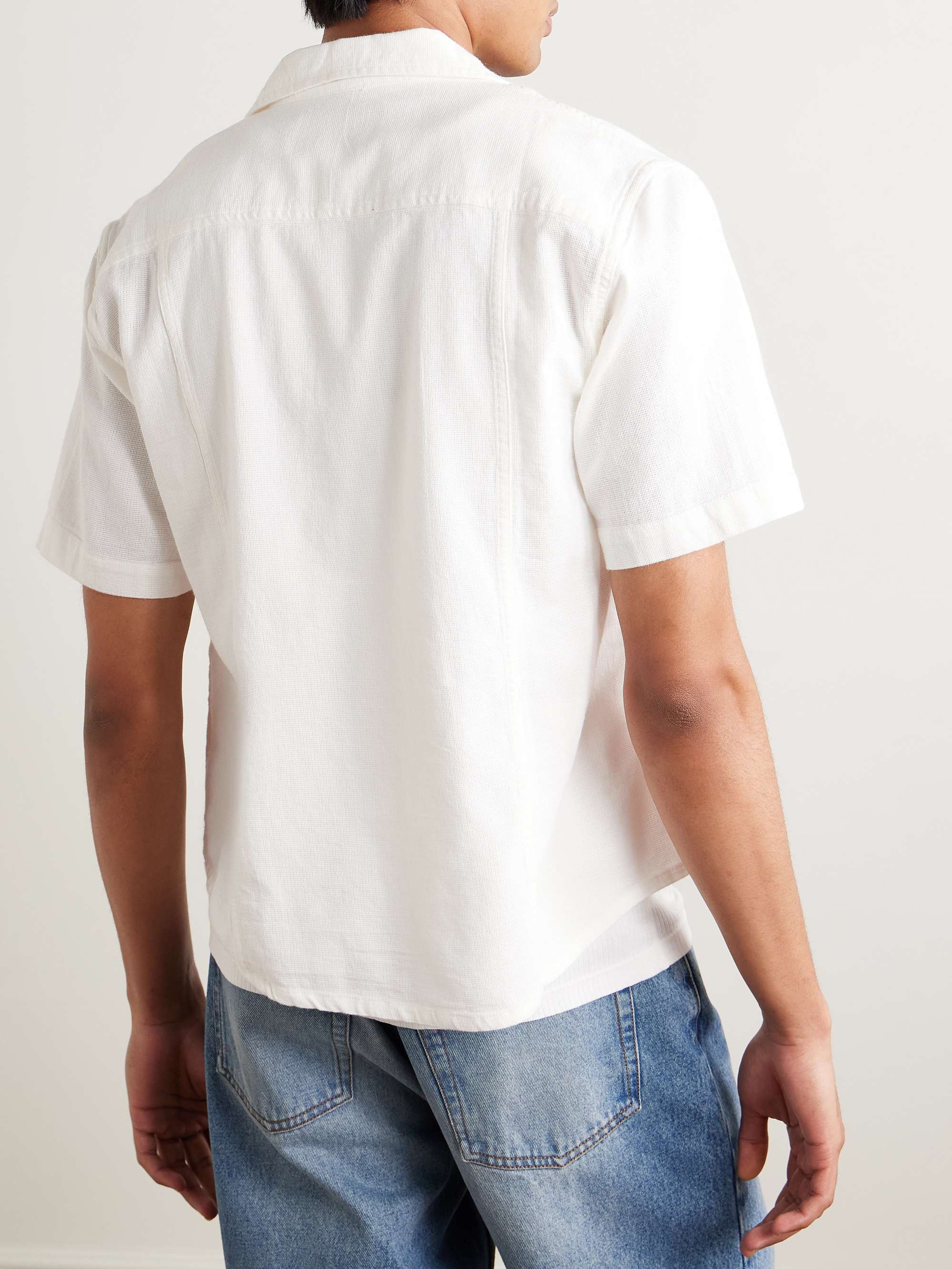 Camp-Collar Basketweave Cotton Shirt view