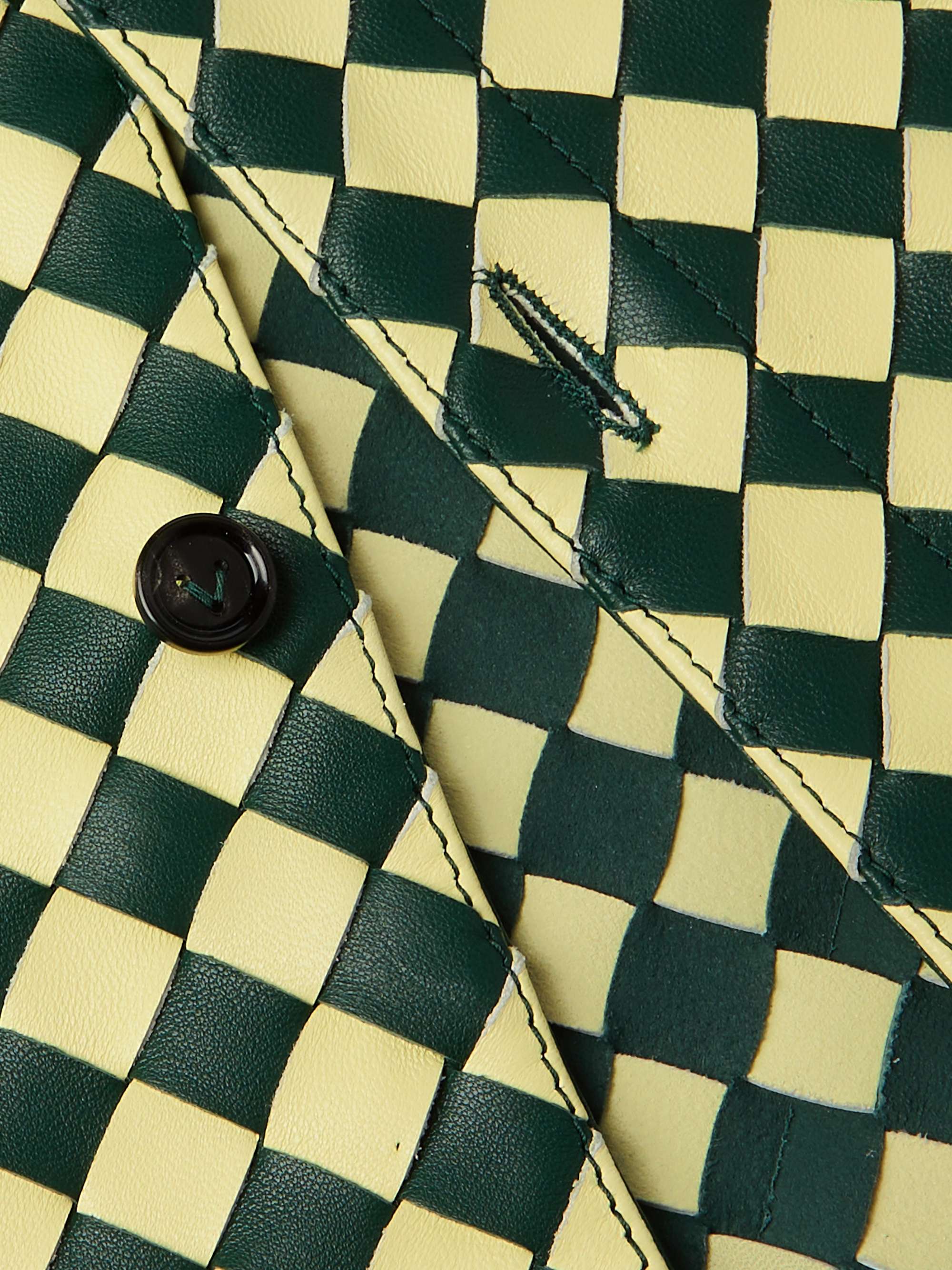 Two-Tone Intrecciato Leather Shirt view