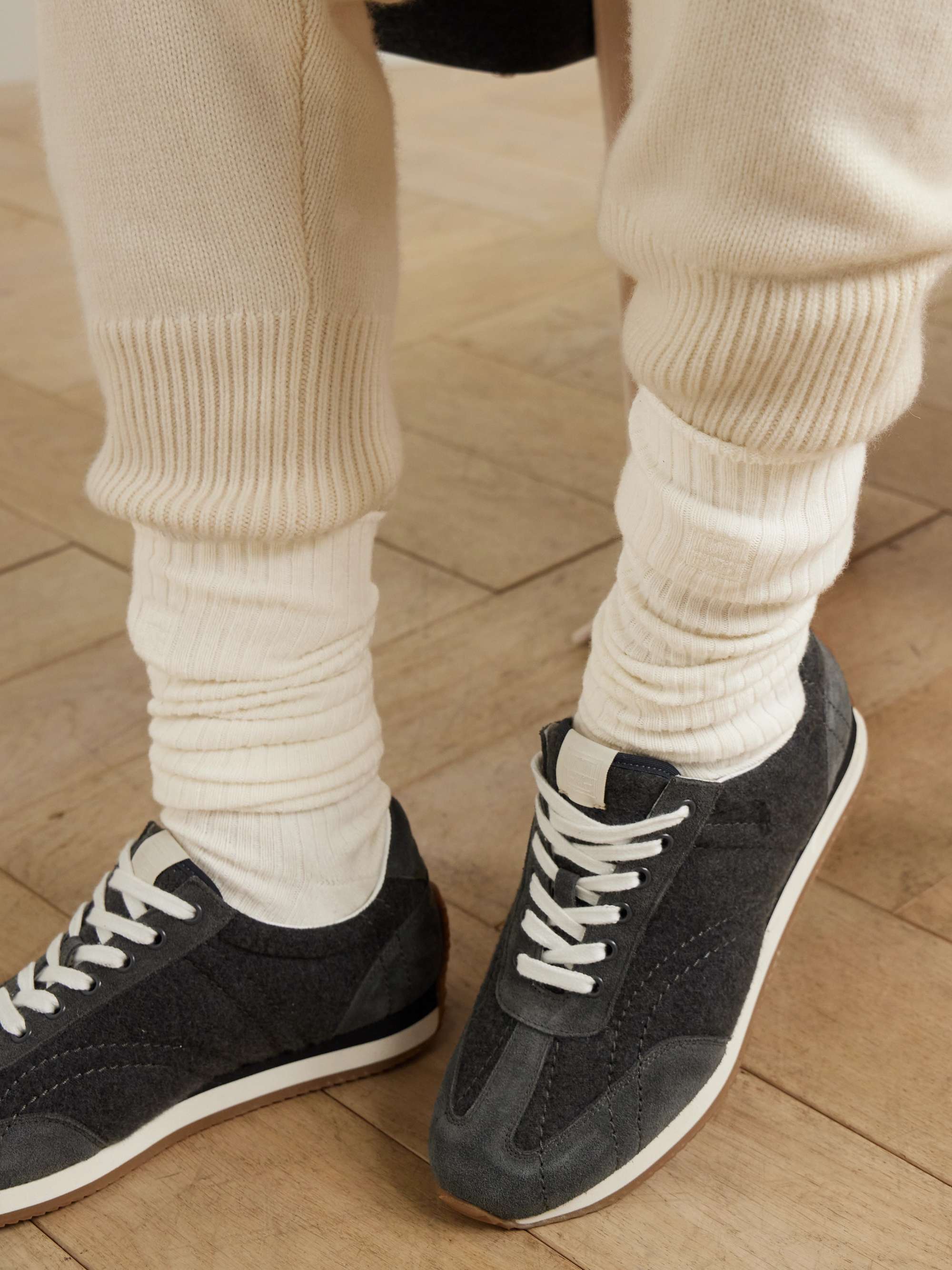 Set of two embroidered ribbed-knit socks view