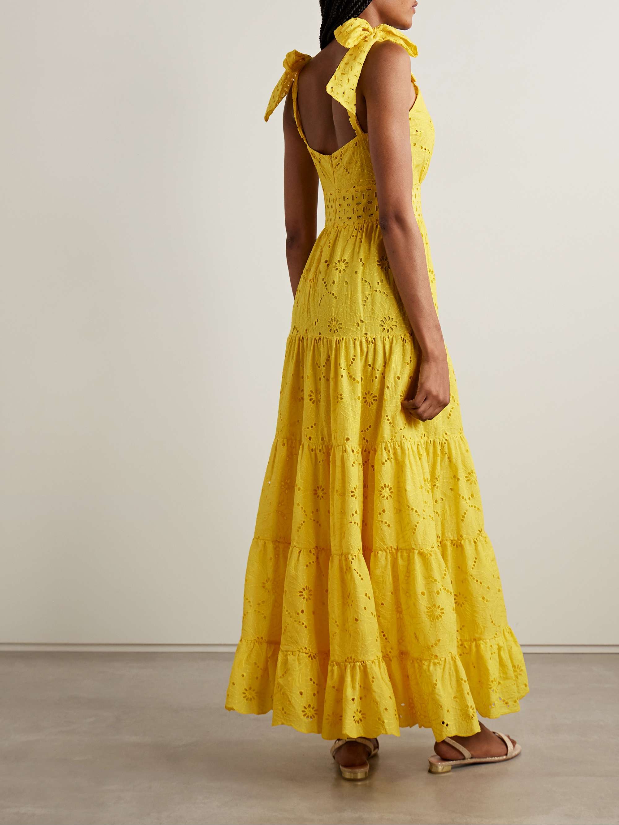 Lucia tiered broderie anglaise cotton maxi dress view