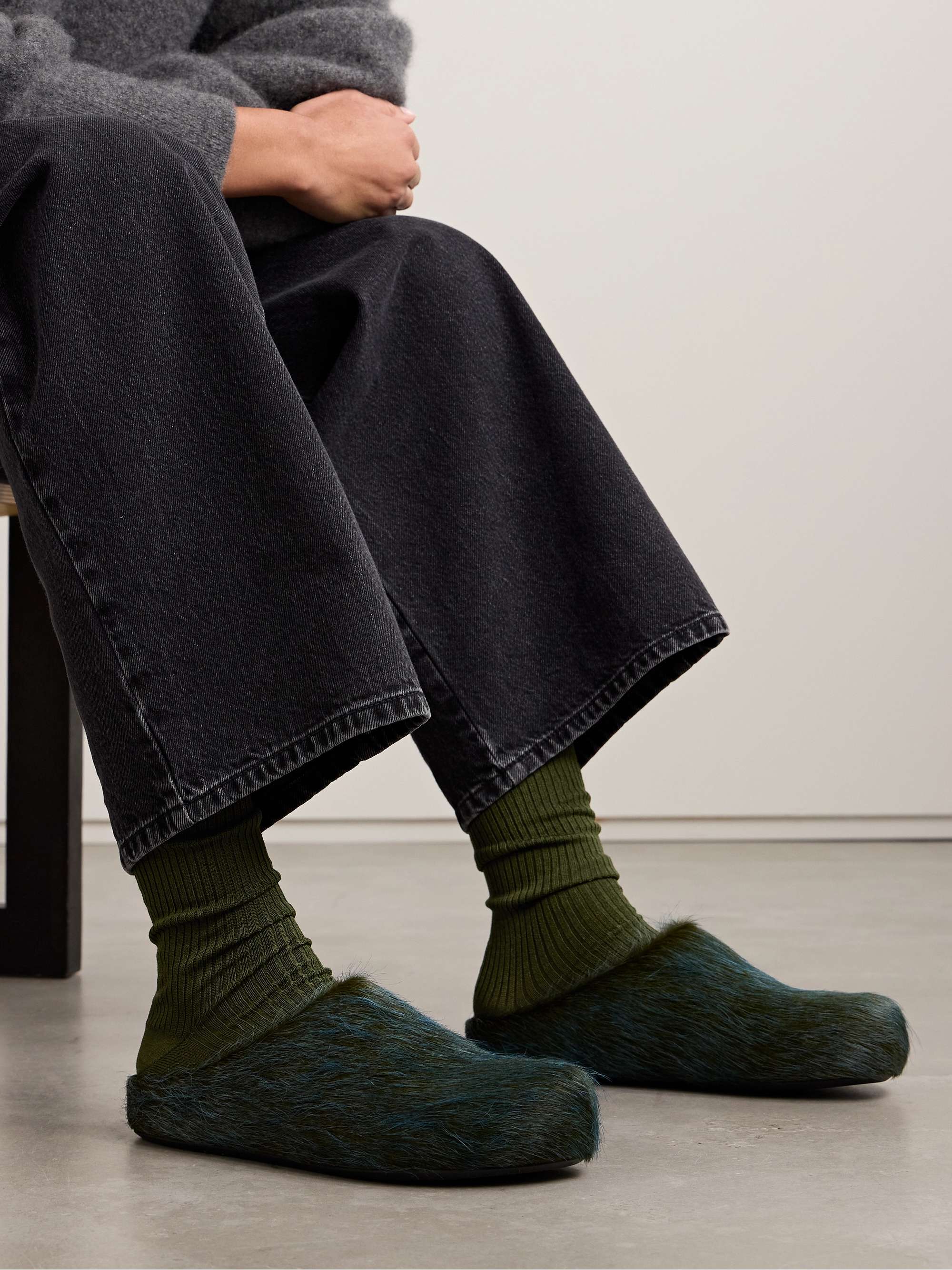 Set of six ribbed cotton-blend socks view