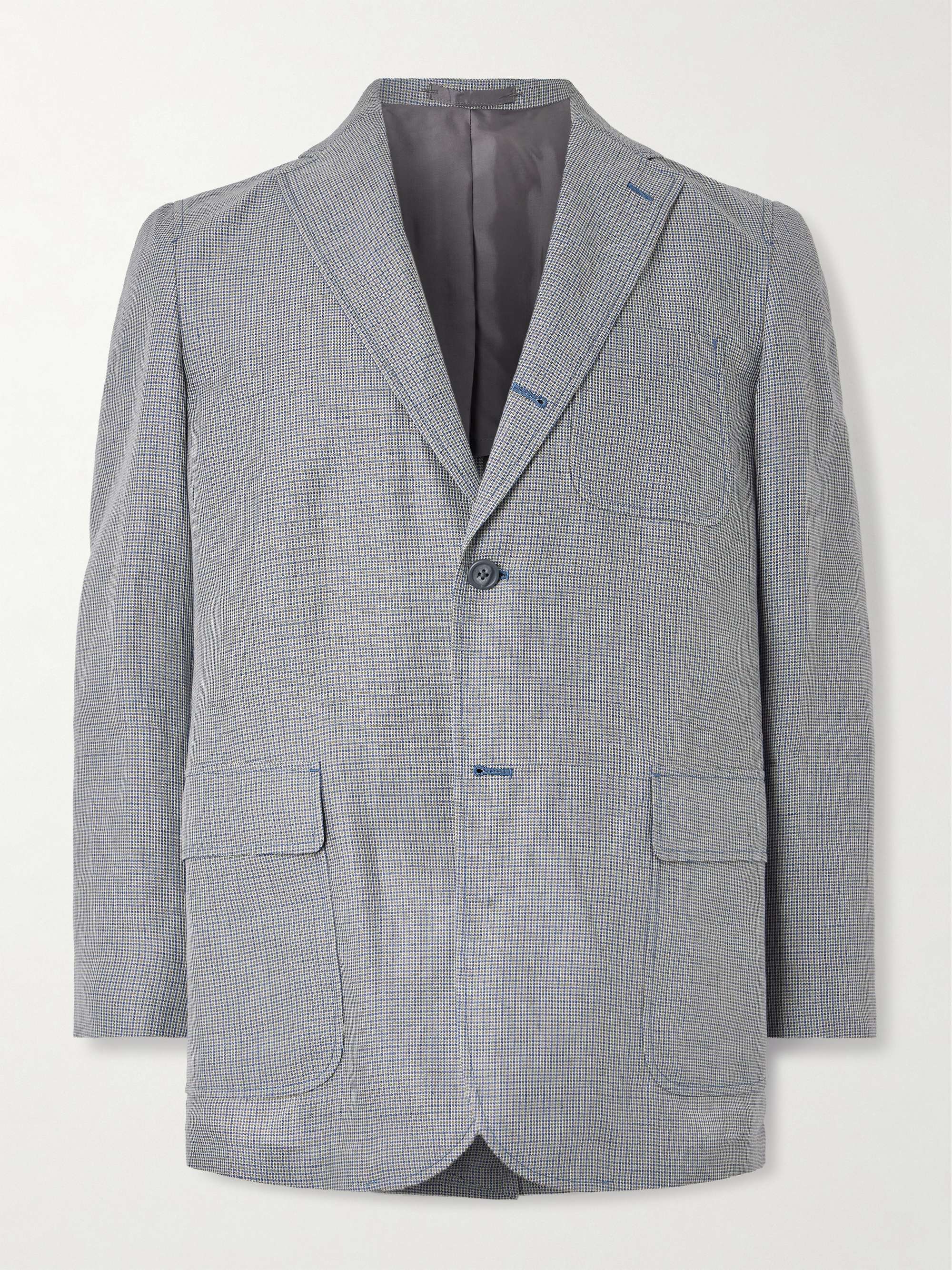 3B Checked Linen-Blend Suit Jacket view