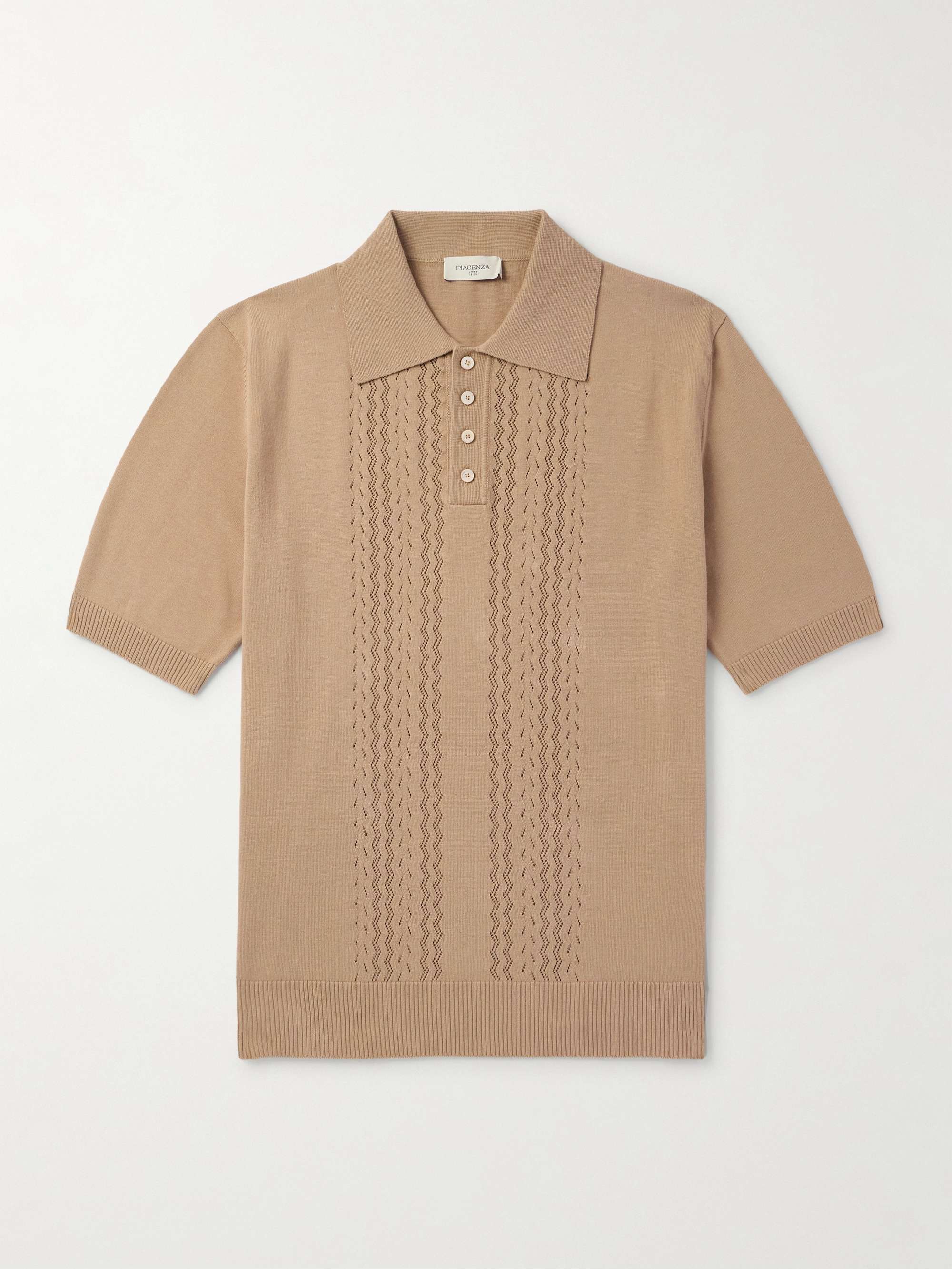 Pointelle-Knit Cotton Polo Shirt view
