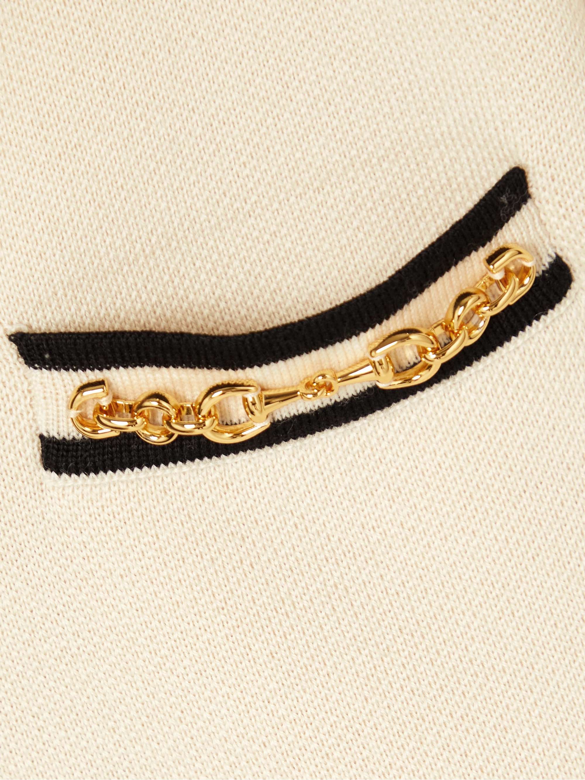 Embellished striped wool-piqué polo shirt view