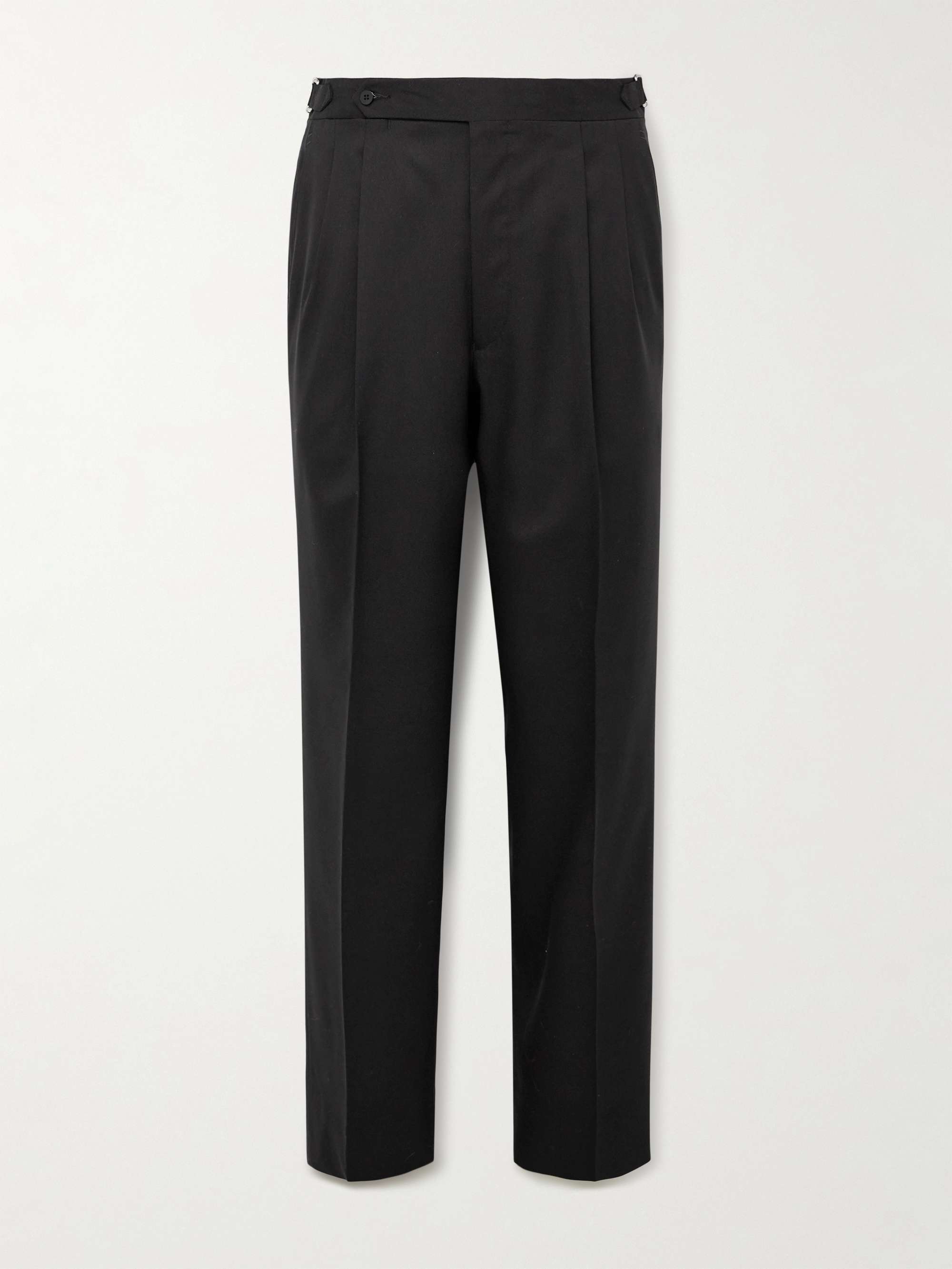 Straight-Leg Pleated Wool Trousers view