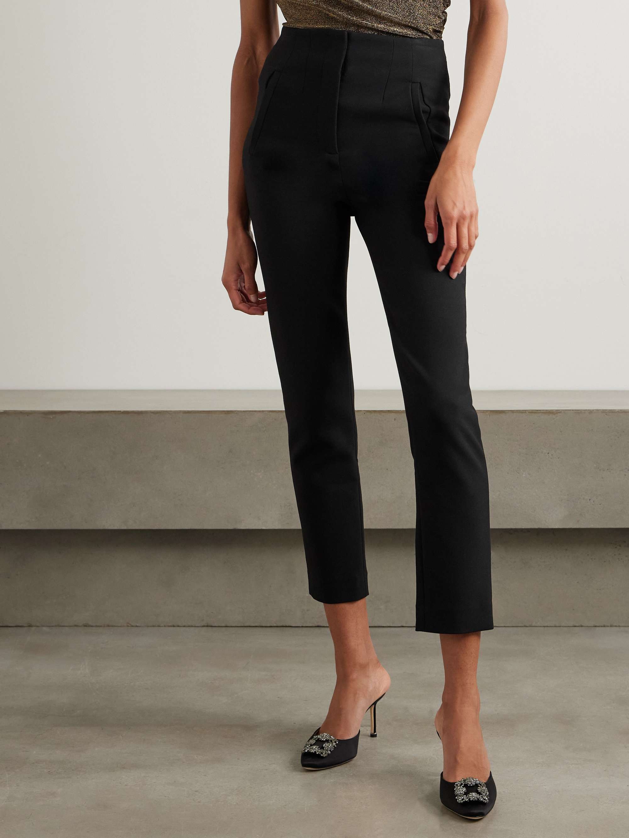 Stila cropped crepe straight-leg pants view