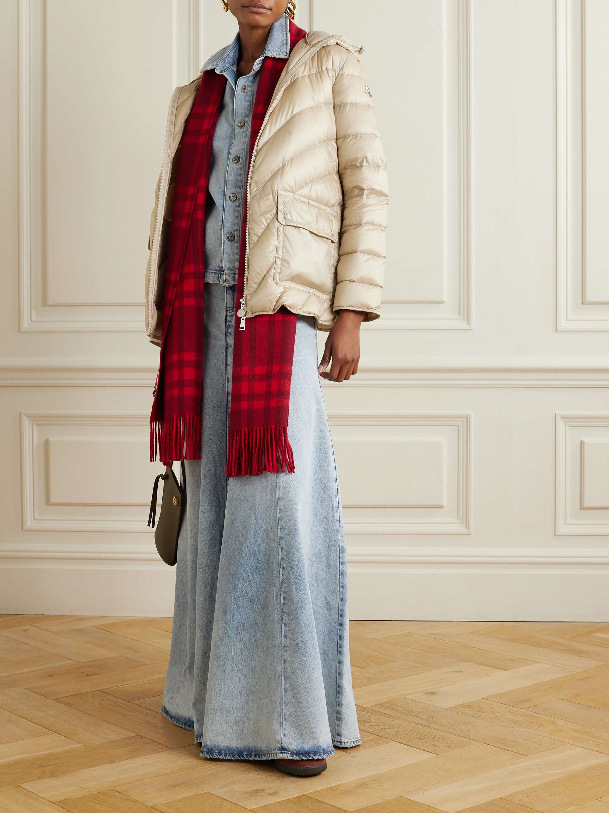 Argenno hooded belted appliquéd quilted shell down coat view