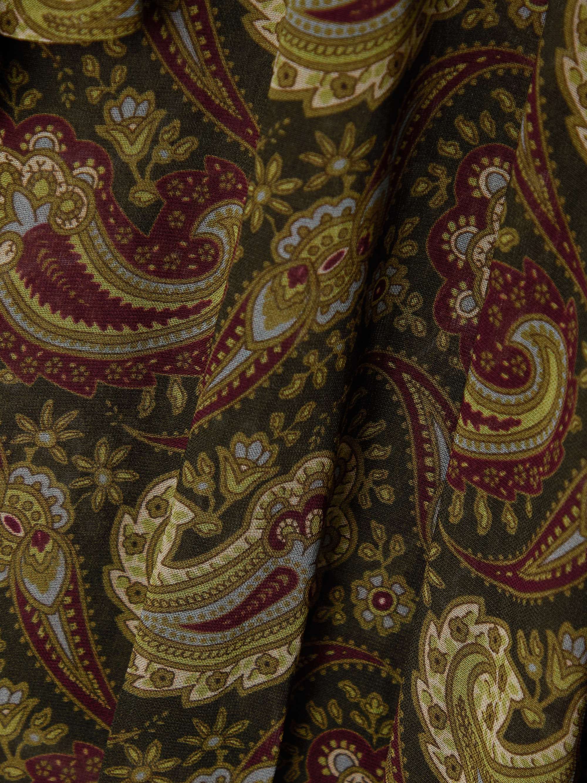 One-shoulder ruffled paisley-print georgette mini dress view