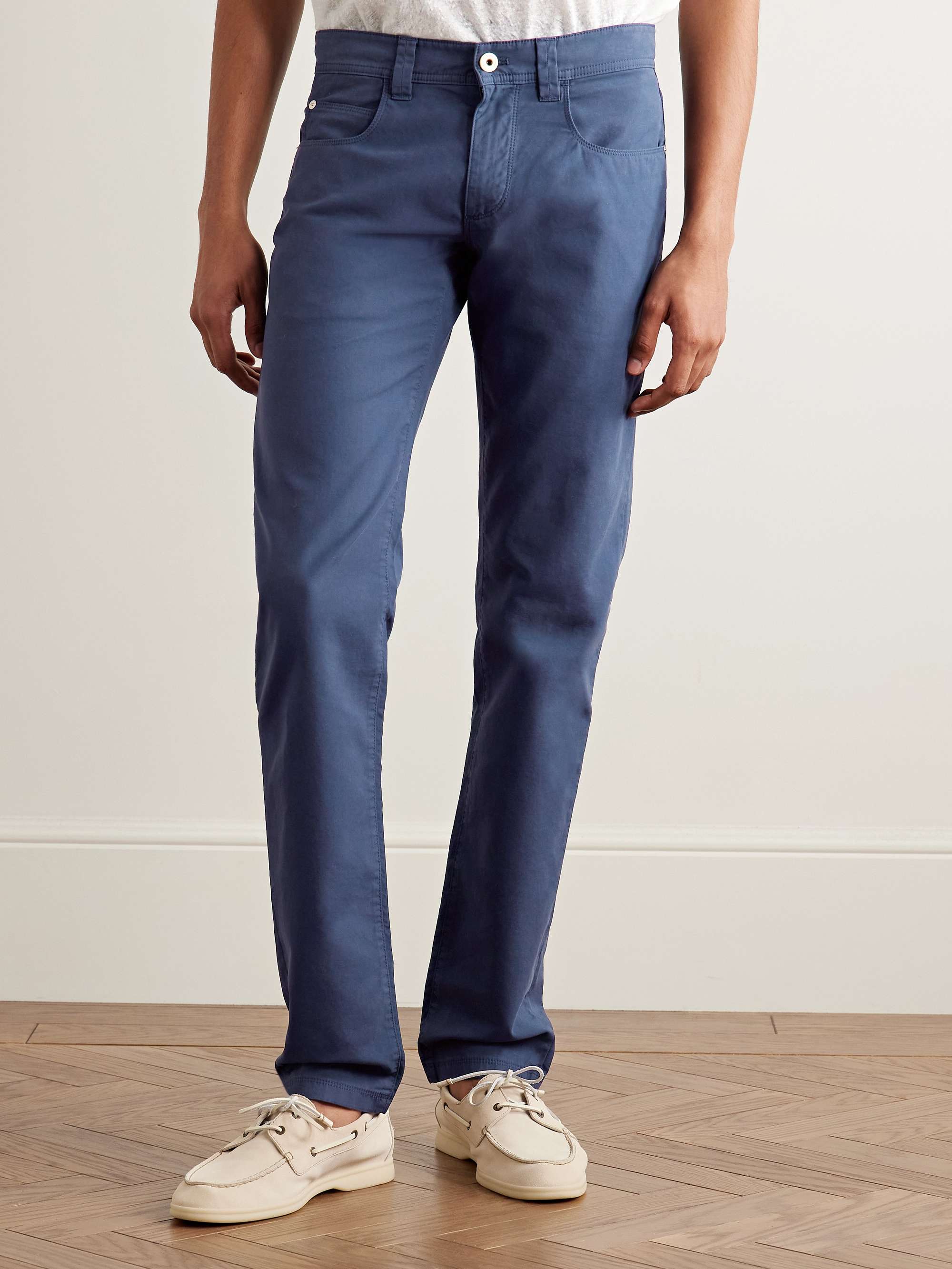 Slim-Fit Garment-Dyed Cotton-Blend Trousers view