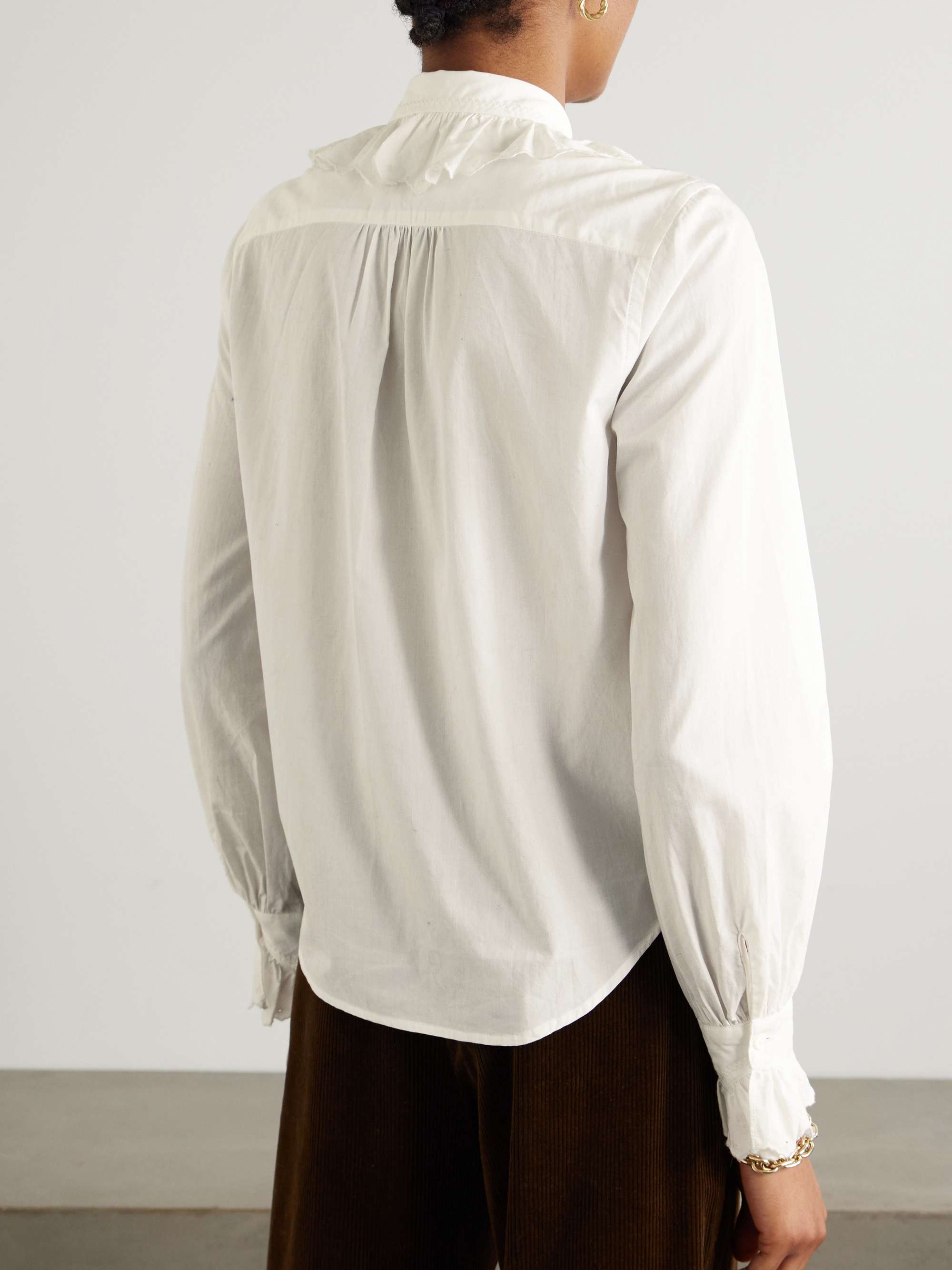 Ruffled broderie anglaise cotton blouse view