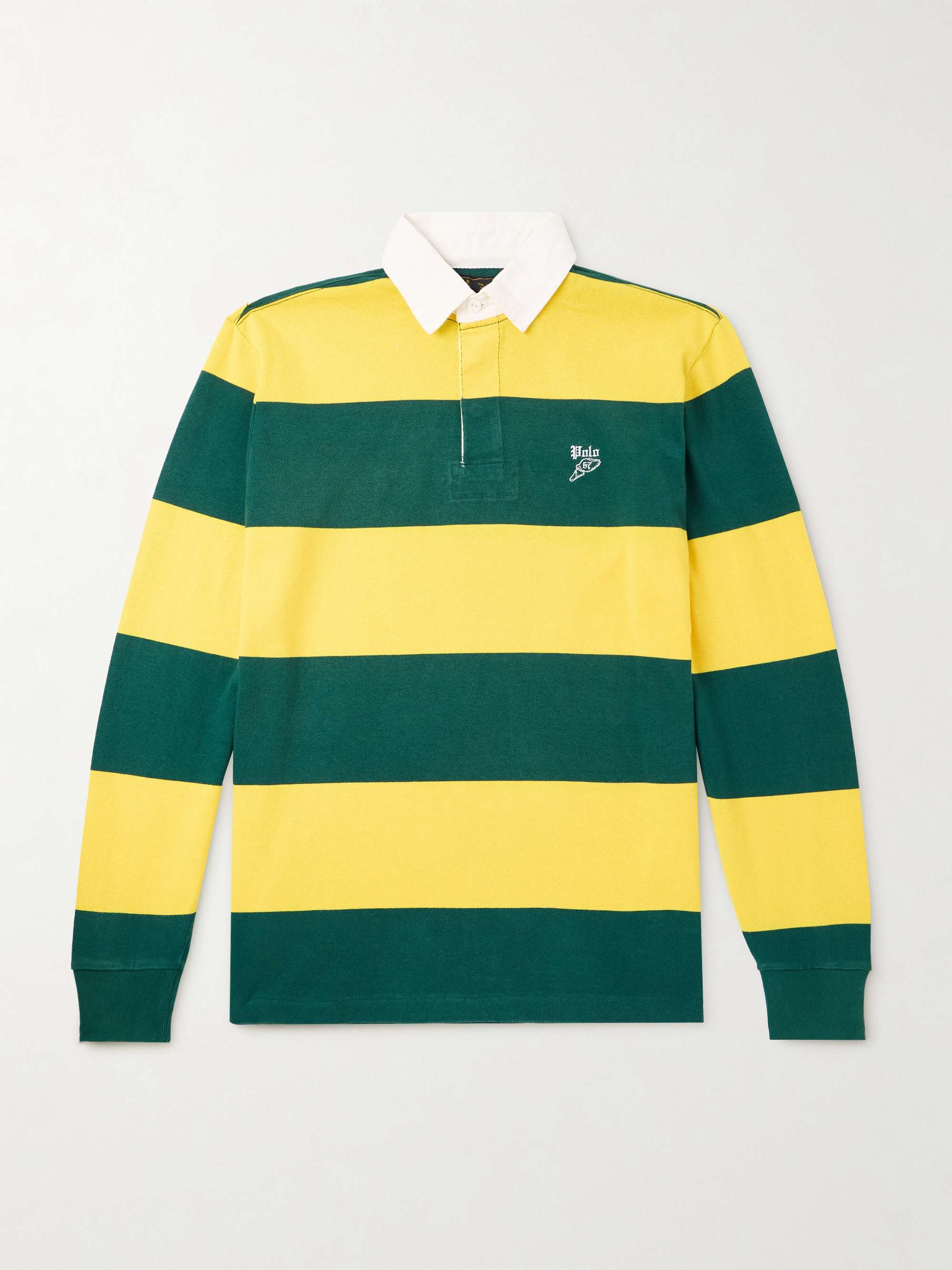 Logo-Embroidered Striped Cotton-Jersey Rugby Shirt view