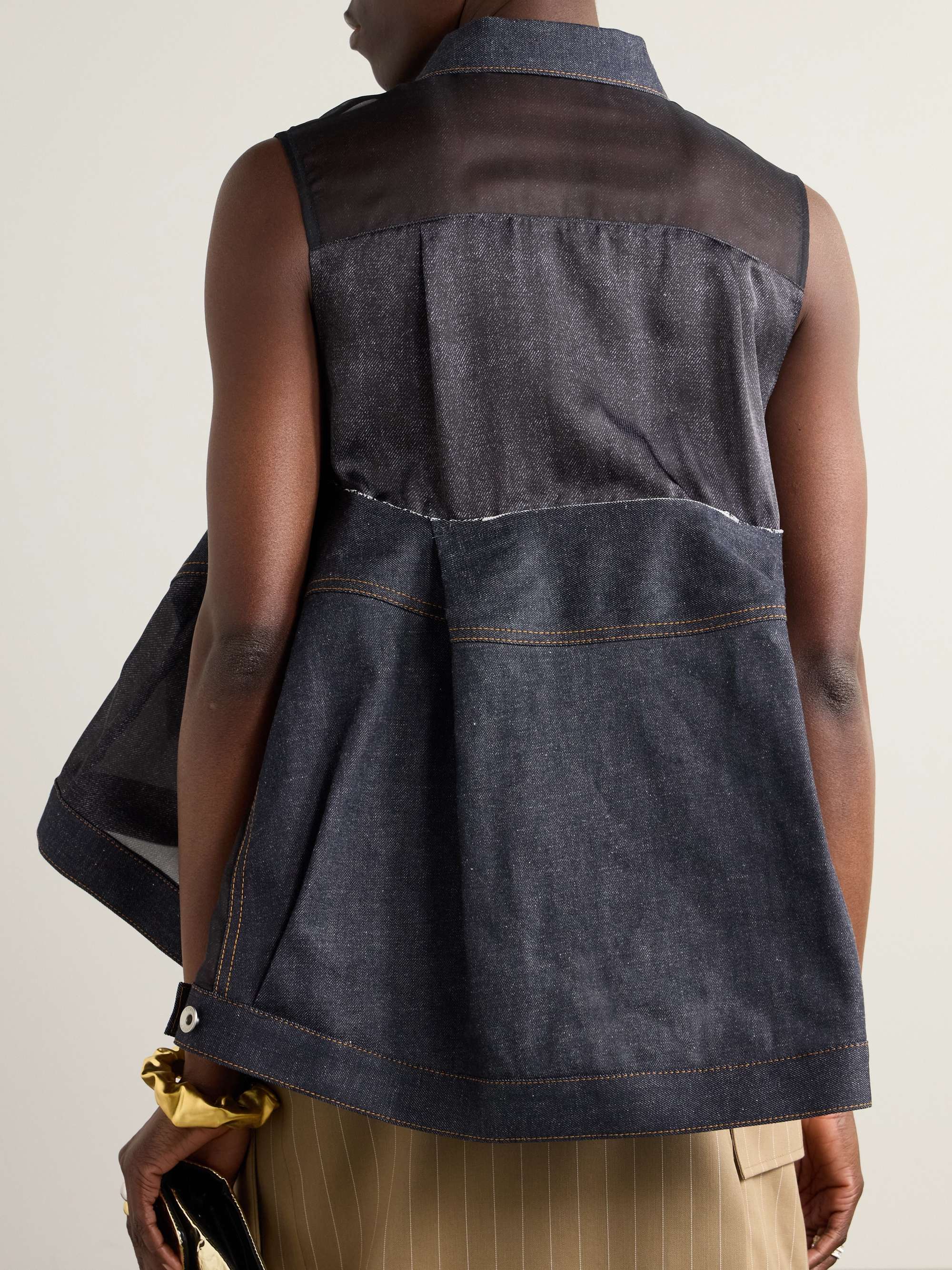Chiffon and denim shirt view