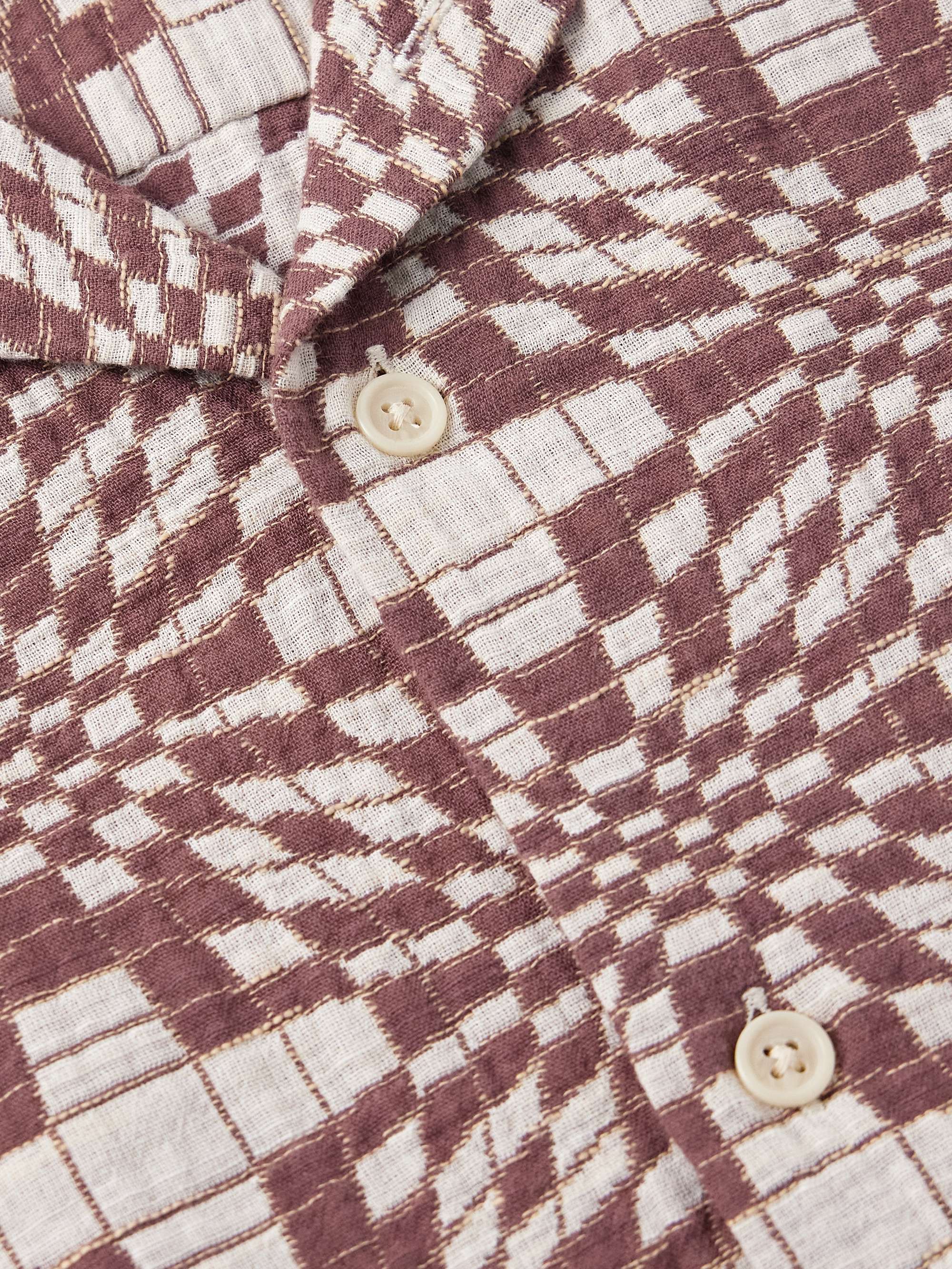 Wavy Optic Convertible-Collar Cotton-Jacquard Shirt view