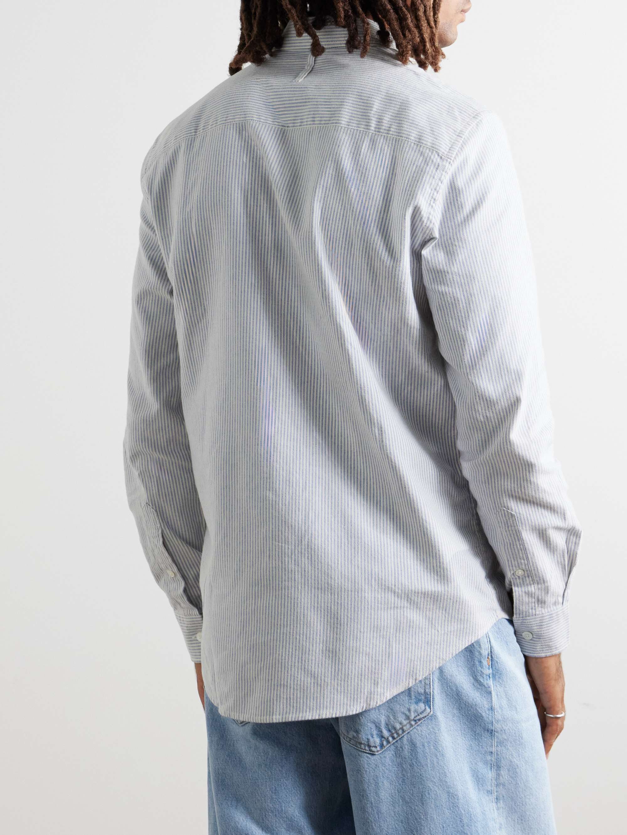 Arne 5032 Button-Down Collar Striped Cotton Oxford Shirt view