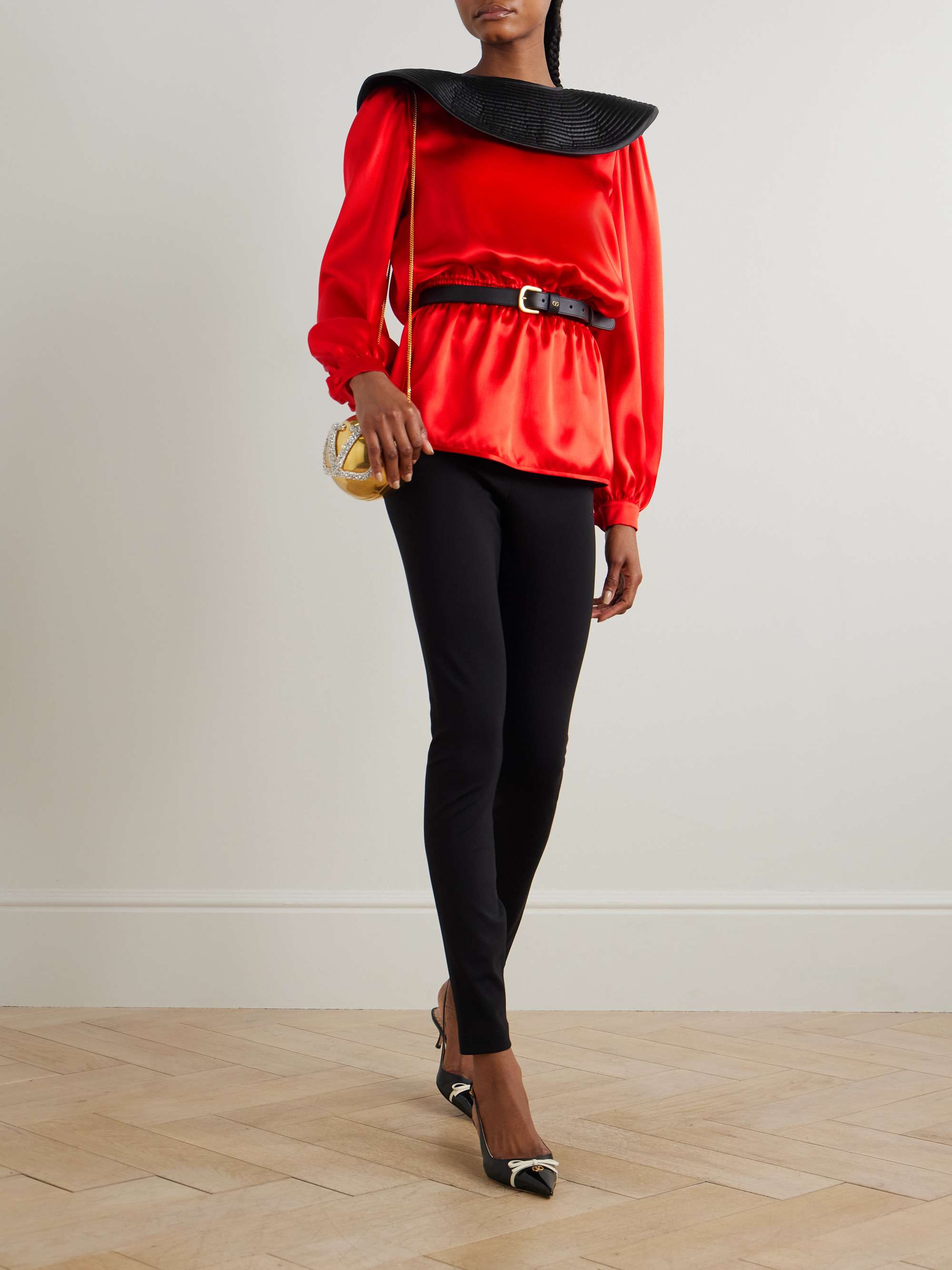 Two-tone silk-satin blouse view