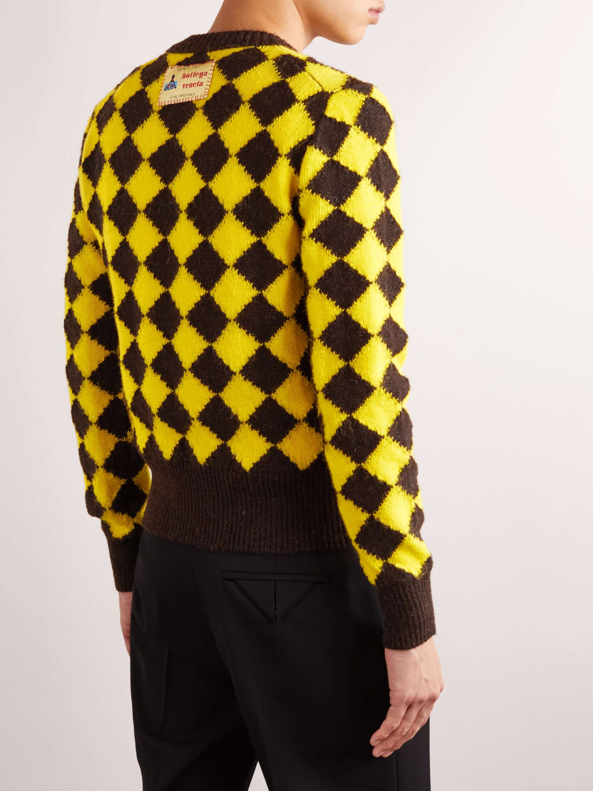 Logo-Appliquéd Argyle Intarsia Wool Sweater view