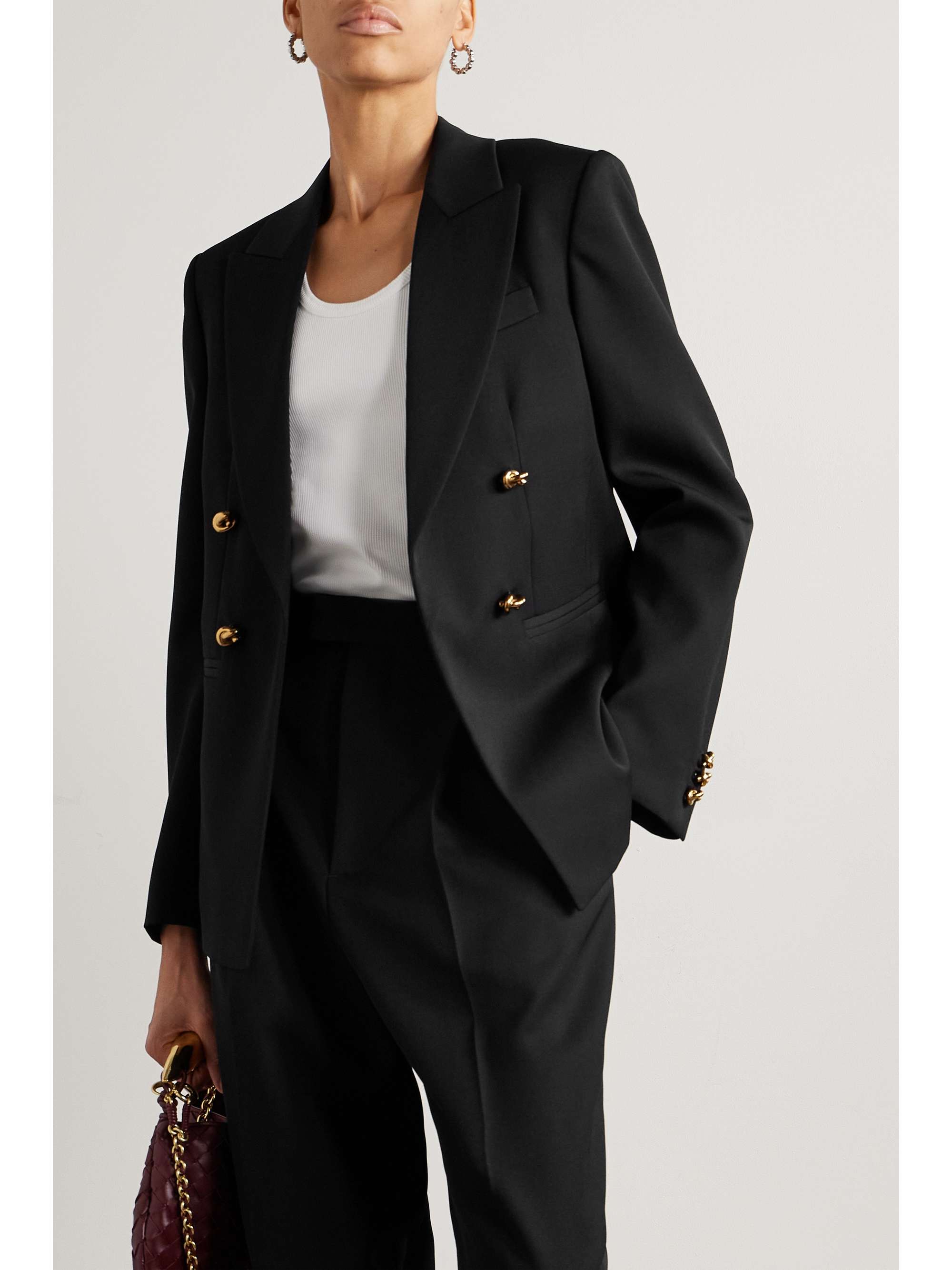 Embellished double-breasted wool-twill blazer view