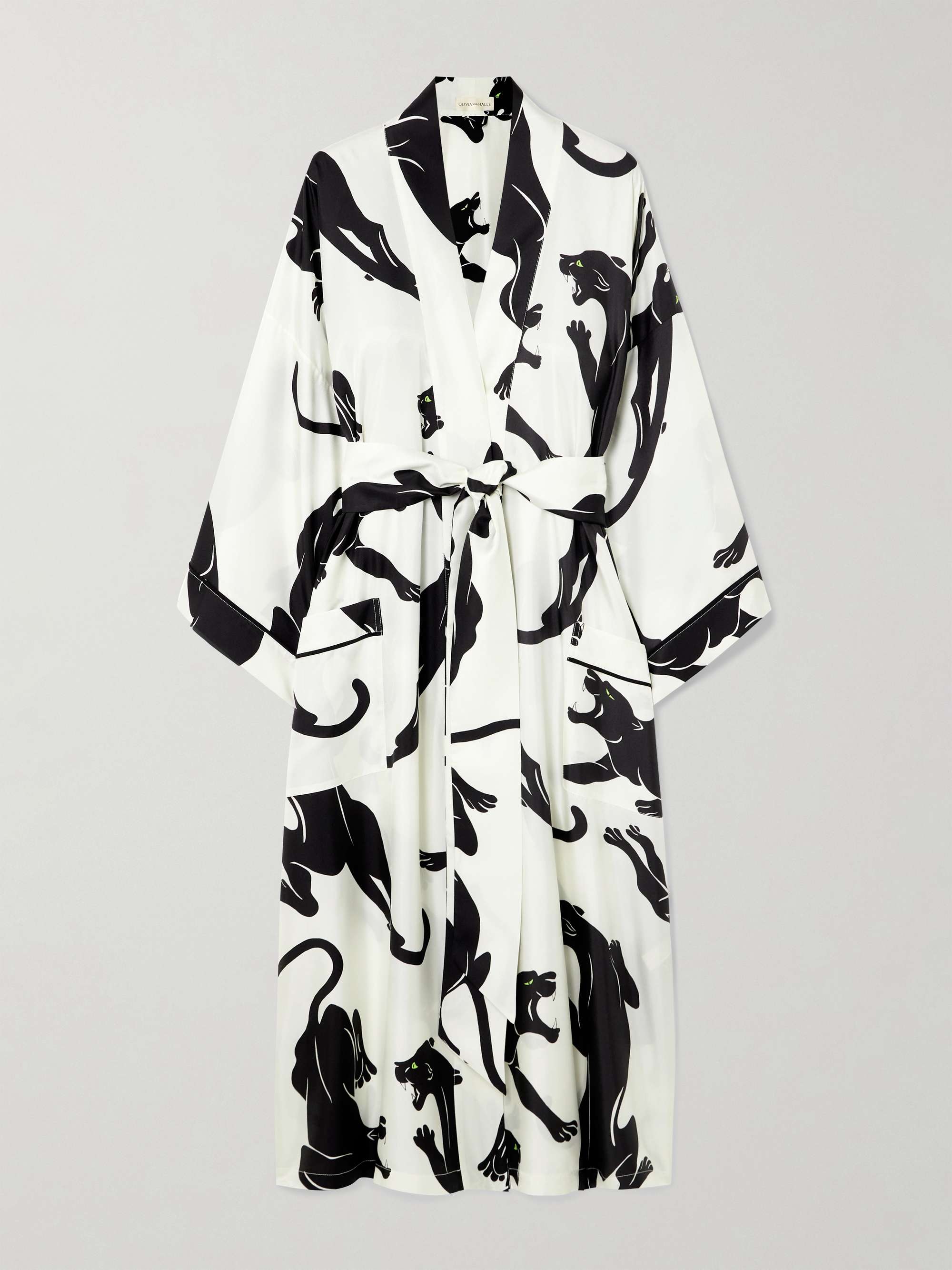 Sabine belted printed silk-twill robe view