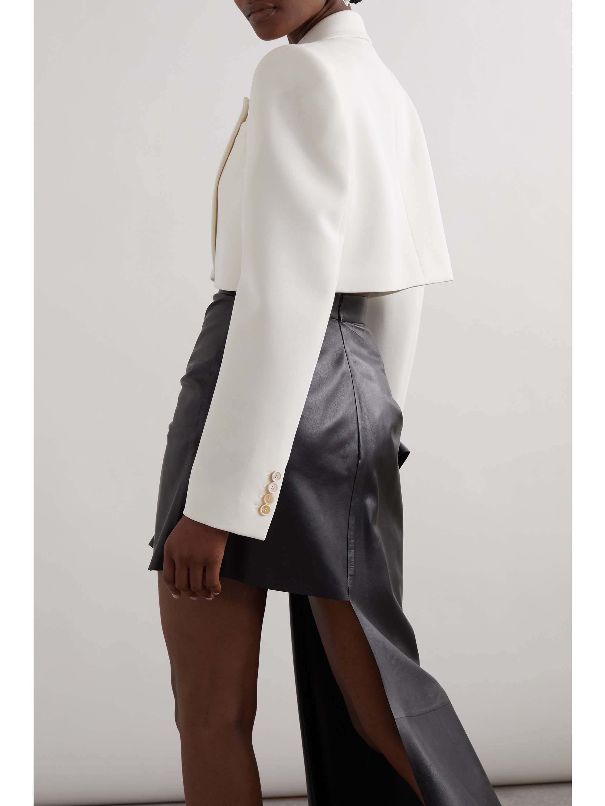 Cropped grain de poudre wool blazer view