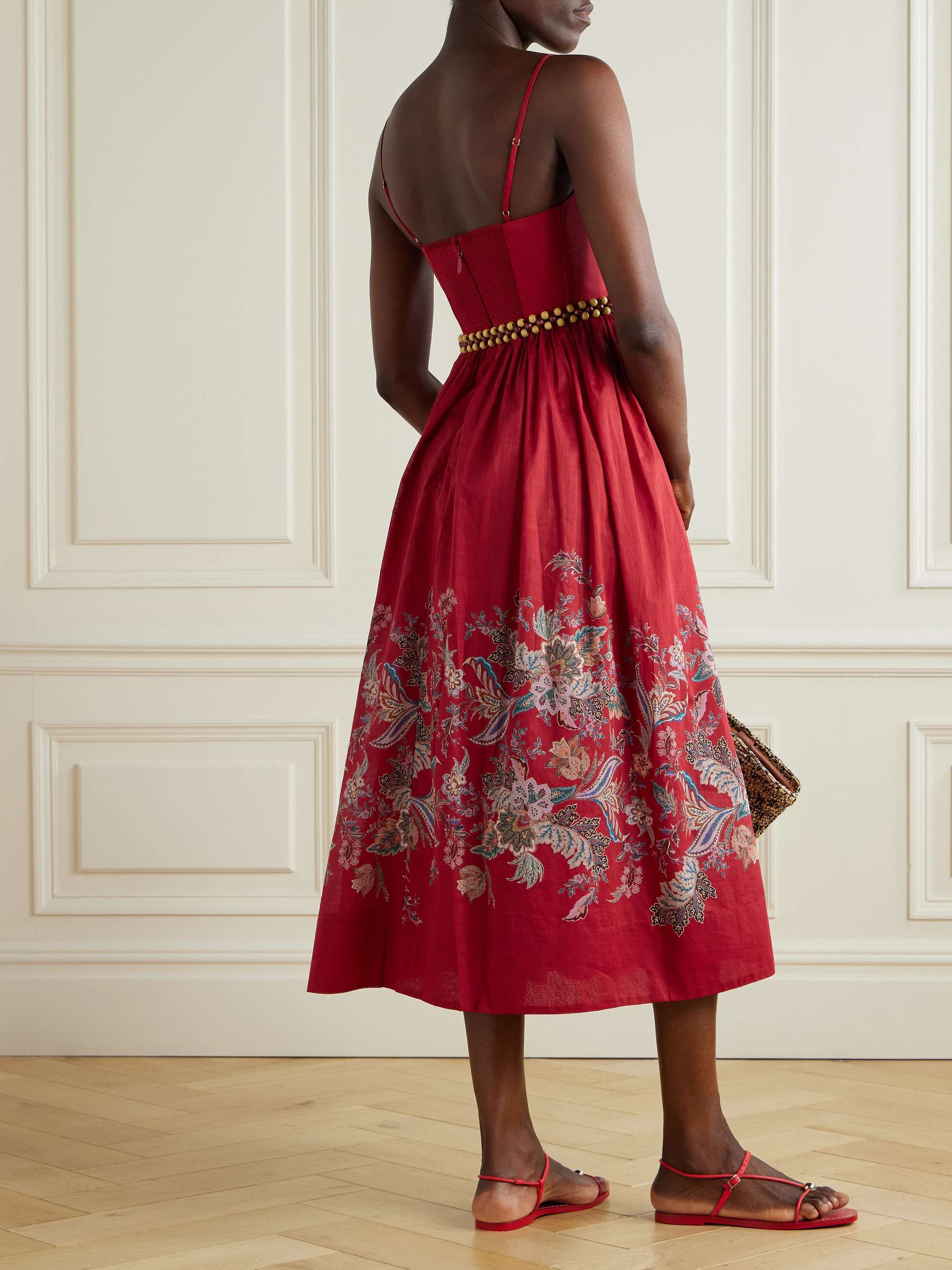 Rhiannon belted paisley-print cotton-voile midi dress view