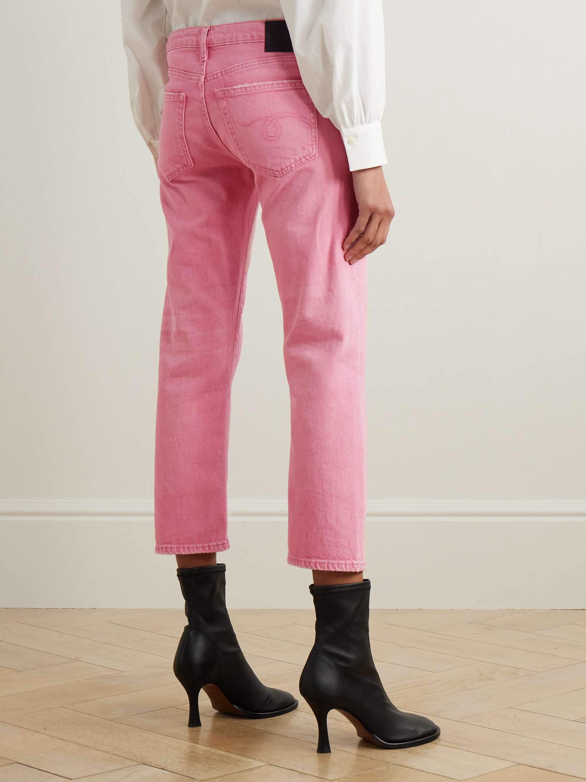 Boy cropped distressed low-rise straight-leg jeans view