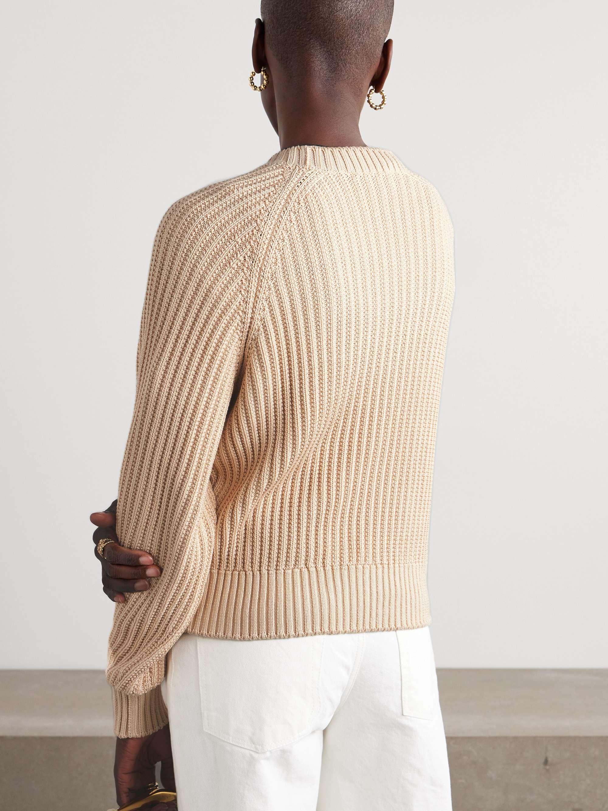 Ribbed-knit silk and cotton-blend sweater view