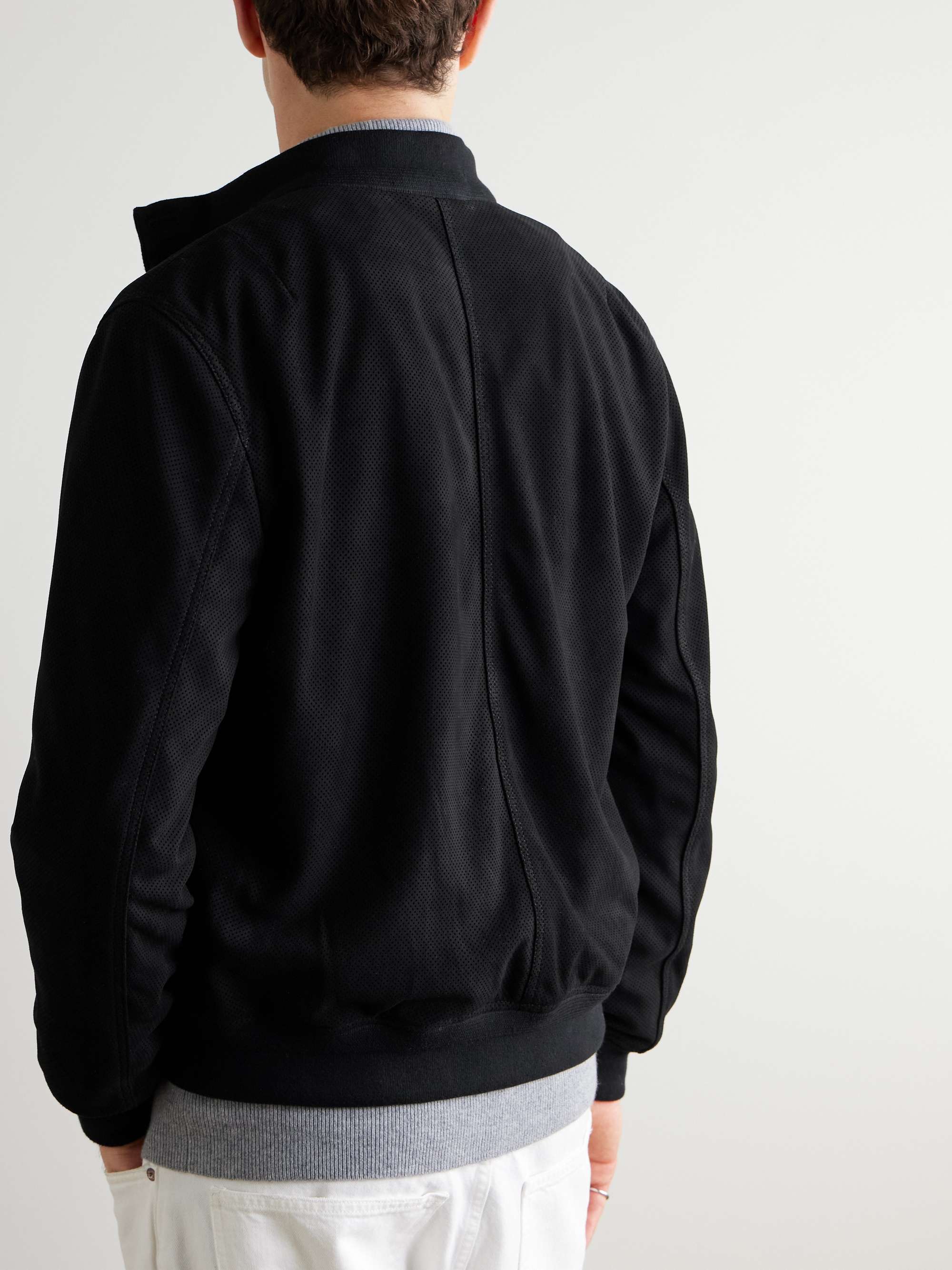 Perforated Suede Harrington Jacket view